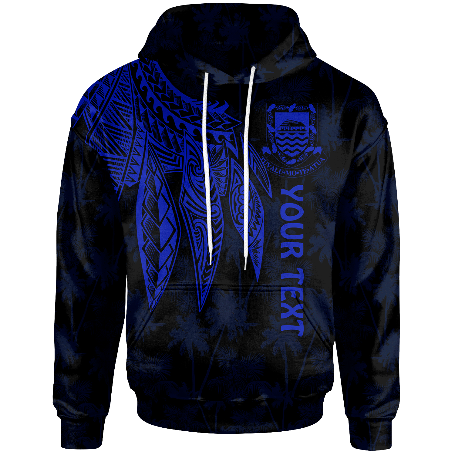 Tuvalu Custom Hoodie Polynesian Wings (Blue) Unisex Blue - Polynesian Pride