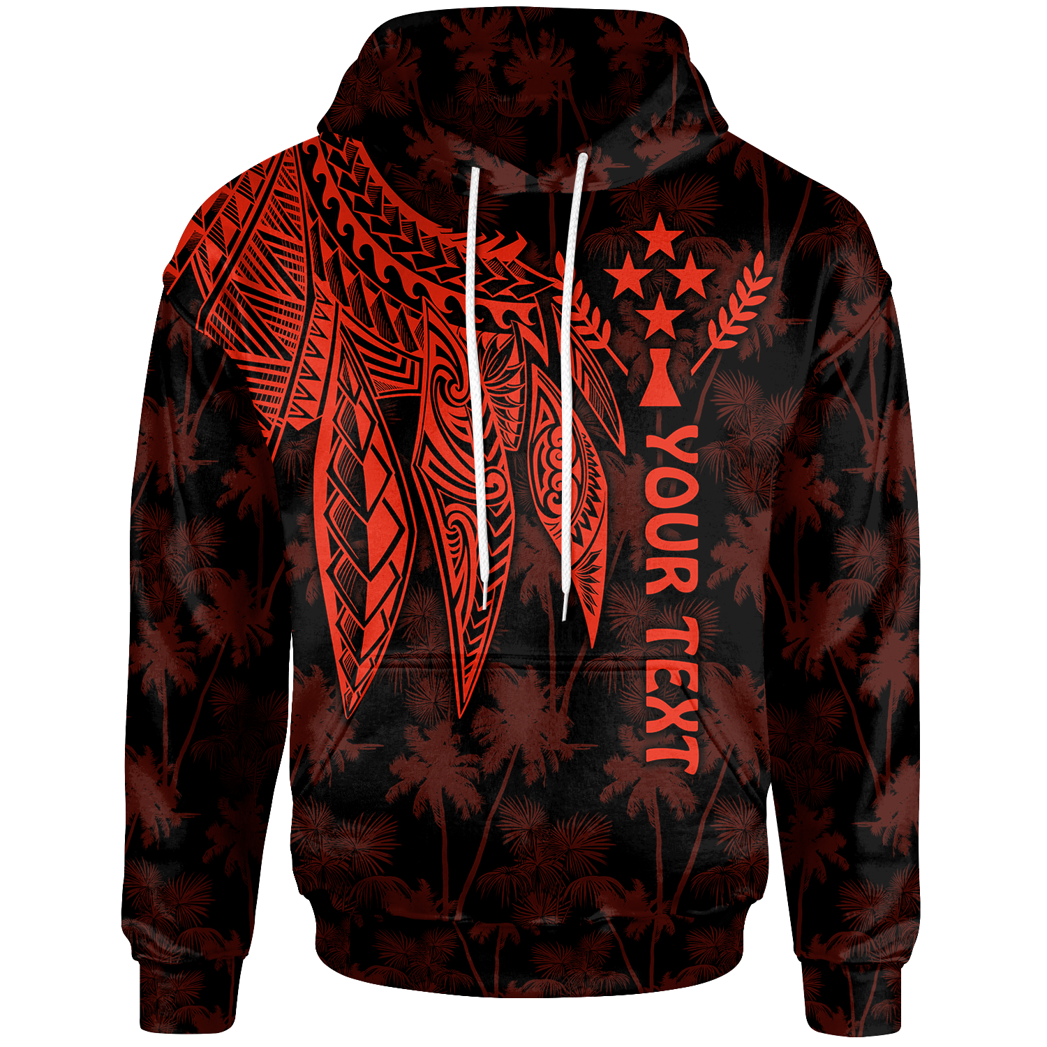 Kosrae Custom Hoodie Polynesian Wings (Red) Unisex Red - Polynesian Pride