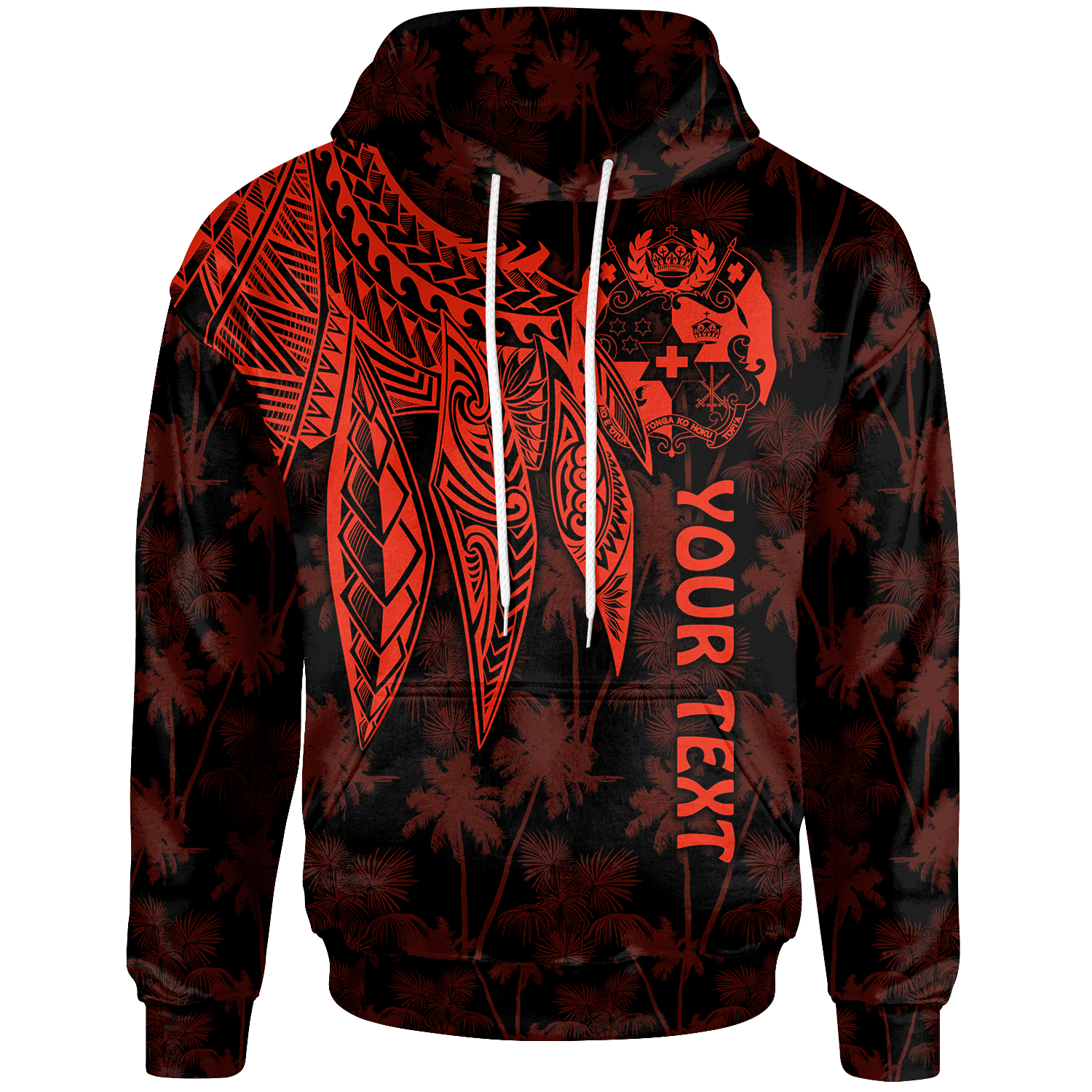 Tonga Custom Hoodie Polynesian Wings (Red) Unisex Red - Polynesian Pride