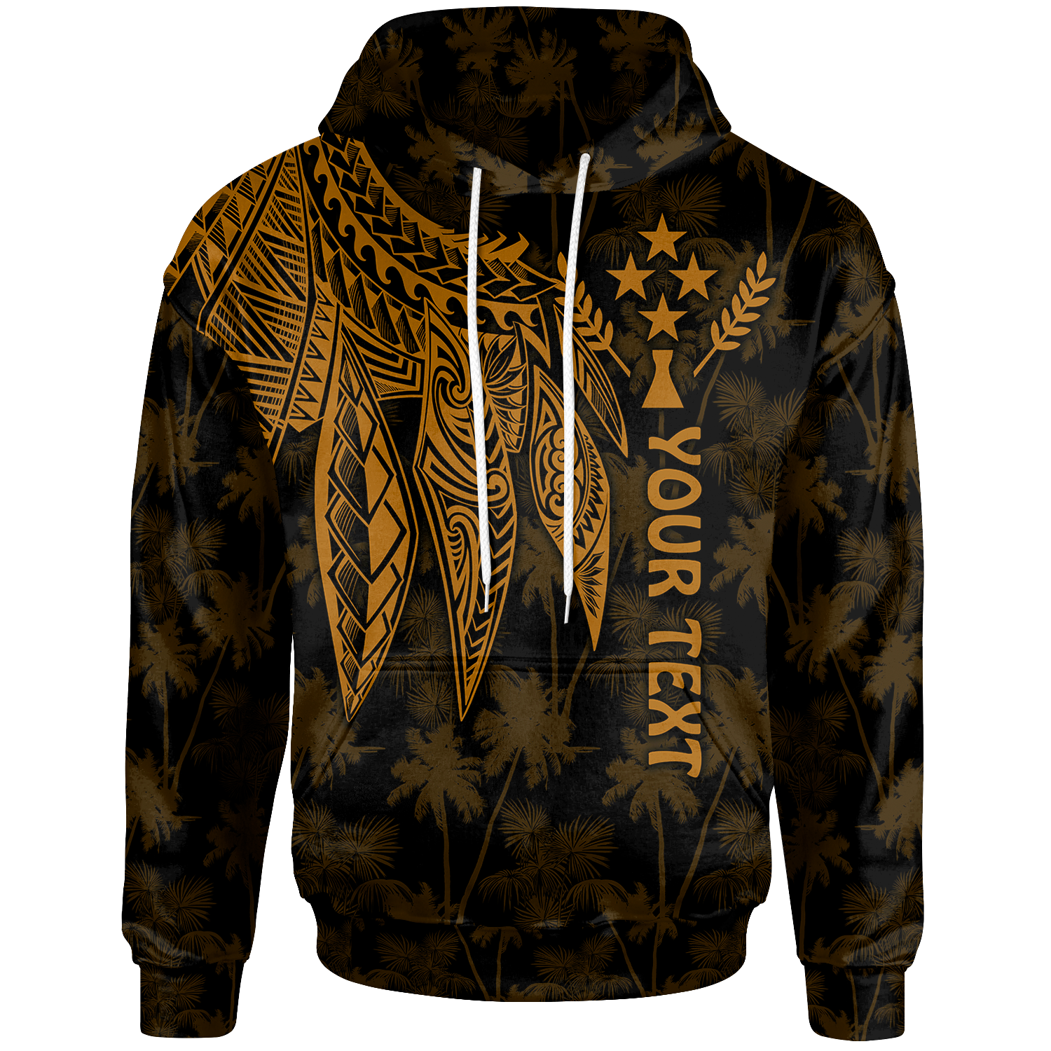 Kosrae Custom Hoodie Polynesian Wings (Golden) Unisex Golden - Polynesian Pride