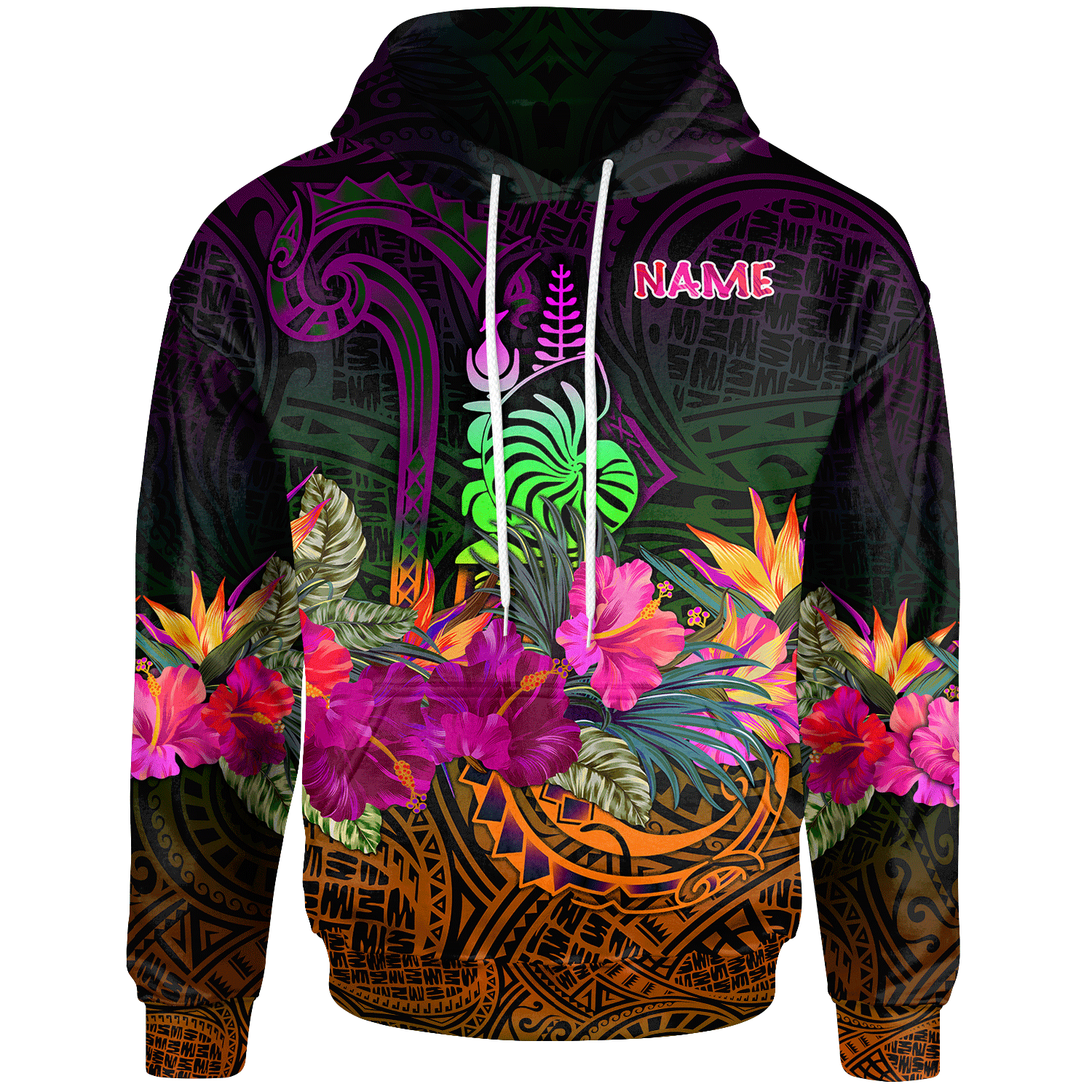 New Caledonia Polynesian Custom Hoodie Summer Hibiscus Unisex Reggae - Polynesian Pride