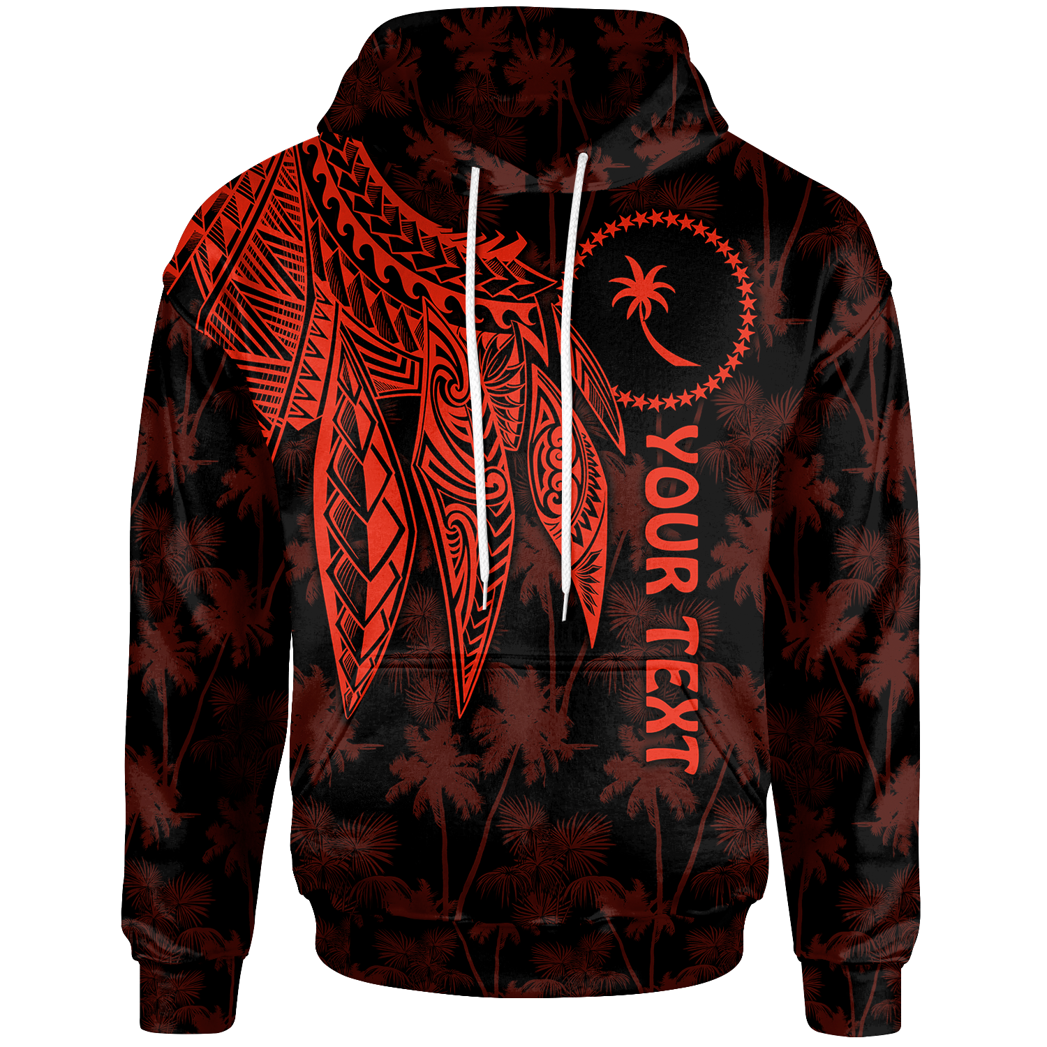 Chuuk Custom Hoodie Polynesian Wings (Red) Red - Polynesian Pride