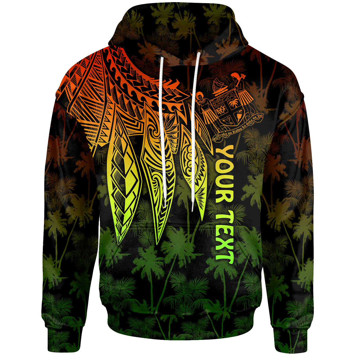 Fiji Custom Hoodie Polynesian Wings (Reggae) Unisex Blue - Polynesian Pride