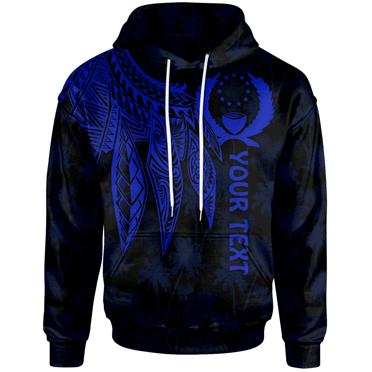 Pohnpei Custom Hoodie Polynesian Wings (Blue) Unisex Blue - Polynesian Pride