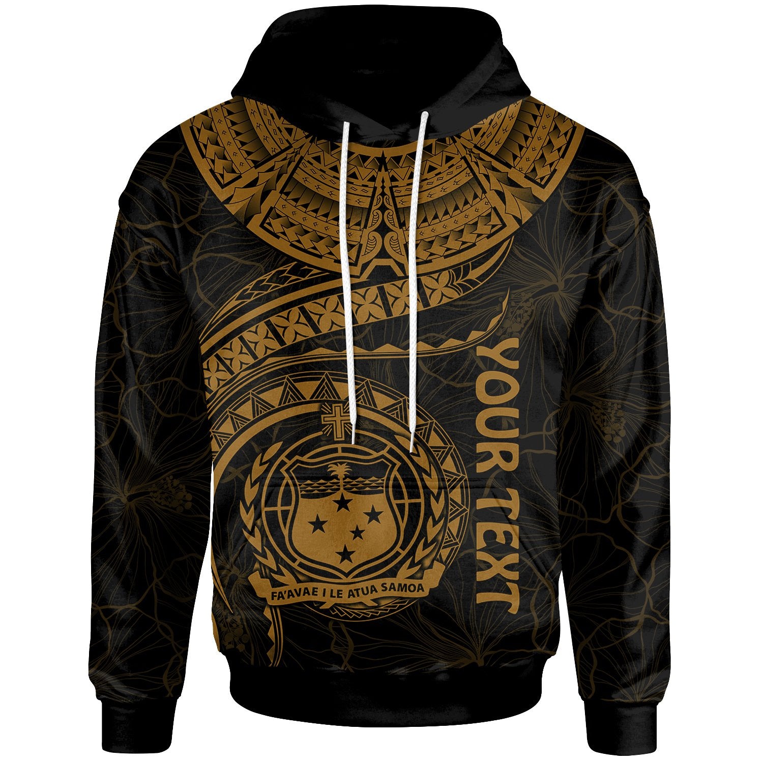 Polynesian Samoa Custom Hoodie Samoan Waves (Golden) Unisex Golden - Polynesian Pride