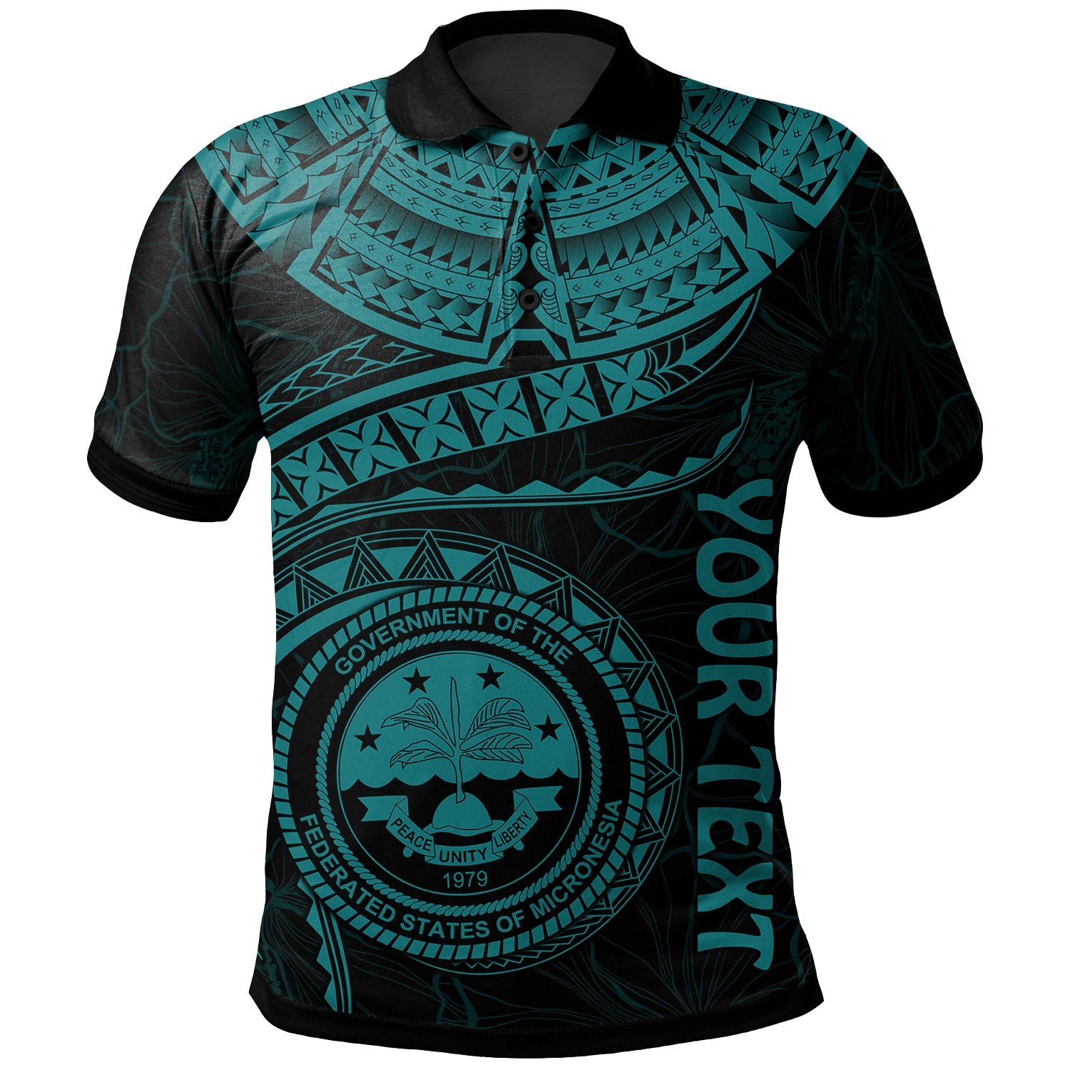 Federated States of Micronesia Polynesian Custom Polo Shirt FSM Waves (Turquoise) Unisex Turquoise - Polynesian Pride