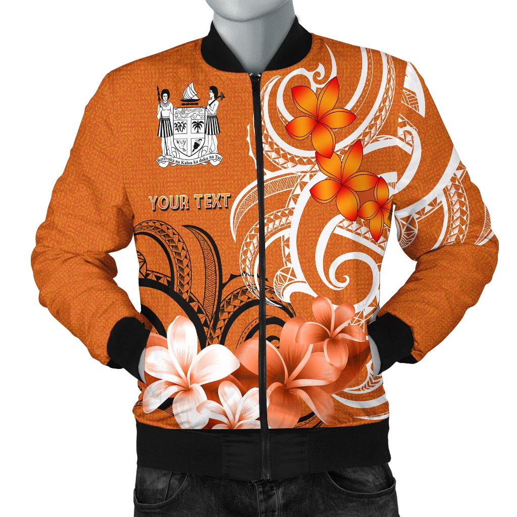 Custom Fiji Personalised Men's Bomber Jacket - Fijian Spirit Orange - Polynesian Pride