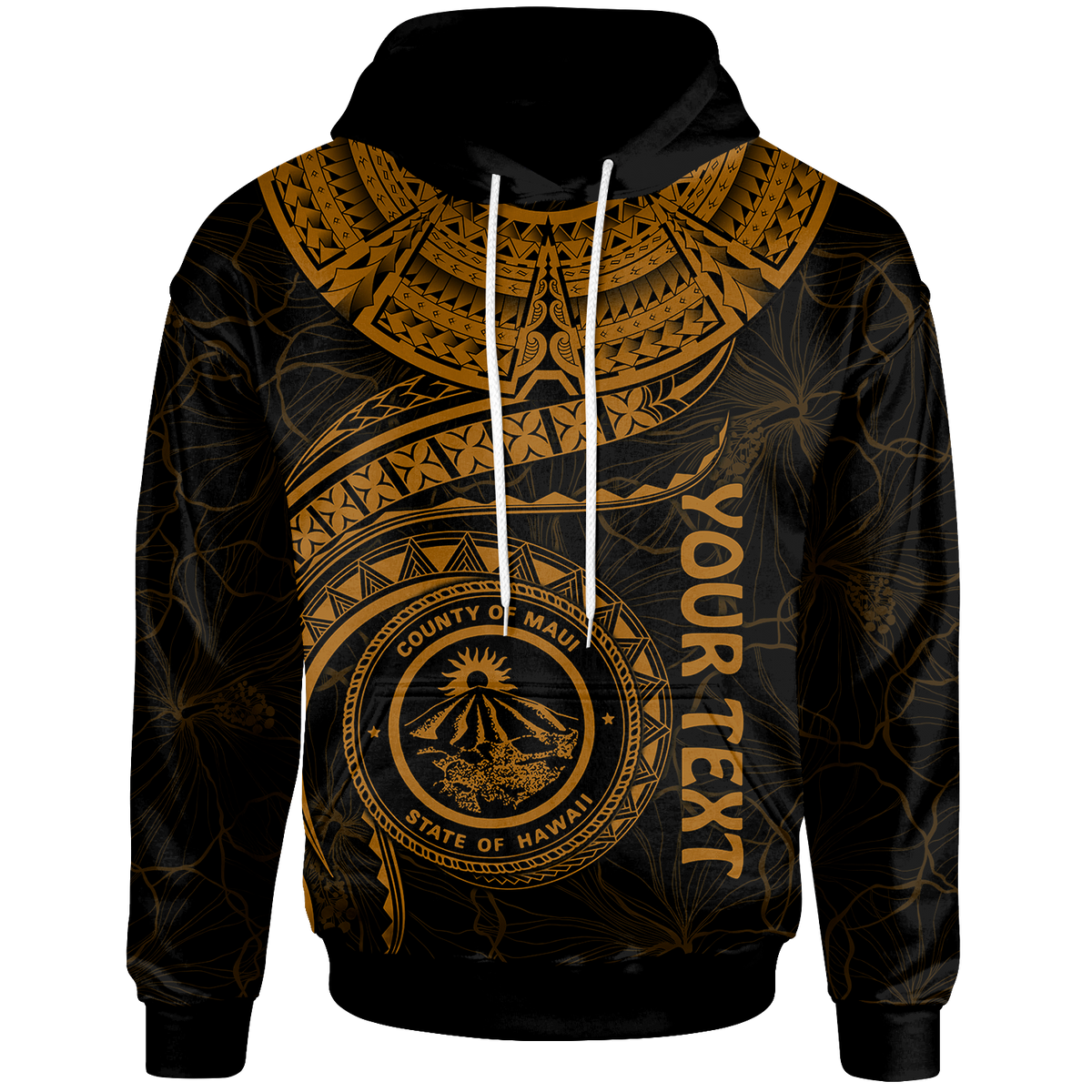 Polynesian Hawaii Custom Hoodie Maui Polynesian Waves (Golden) Unisex Golden - Polynesian Pride