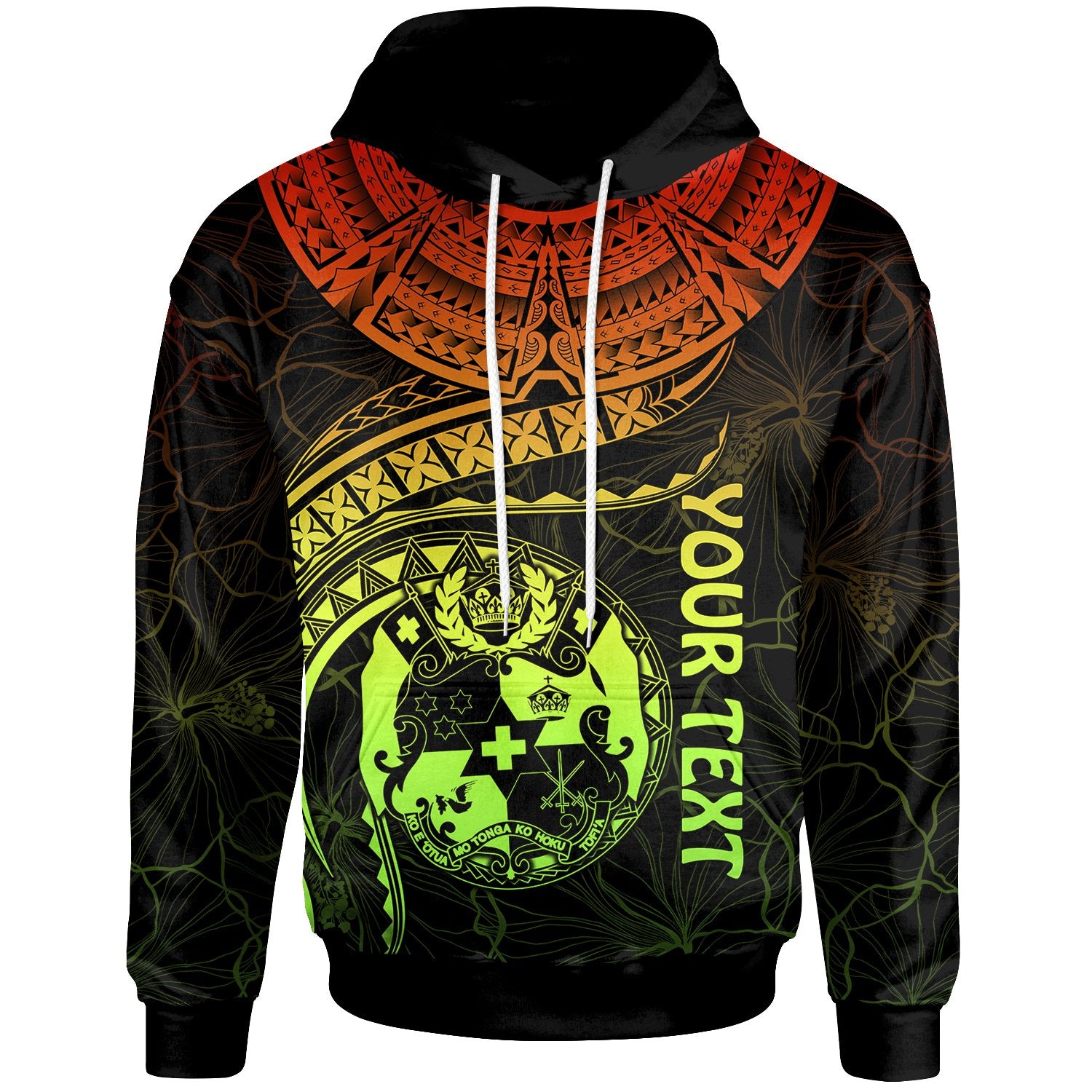 Tonga Polynesian Custom Hoodie Tonga Waves (Reggae) Unisex Black - Polynesian Pride