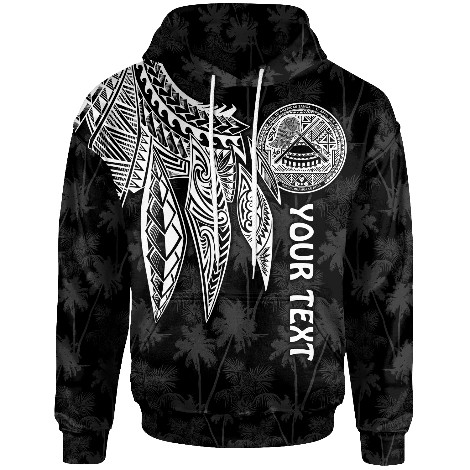 American Samoa Custom Hoodie Polynesian Wings (White) Unisex White - Polynesian Pride