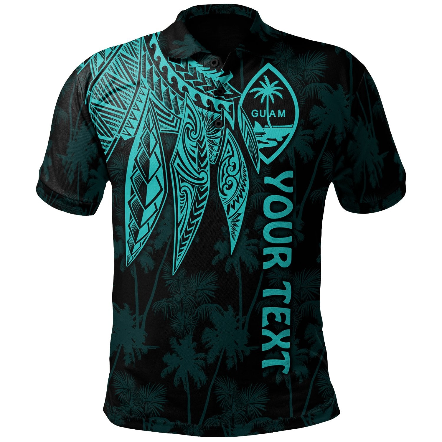 Guam Custom Polo Polynesian Wings (Turquoise) Unisex Turquoise - Polynesian Pride