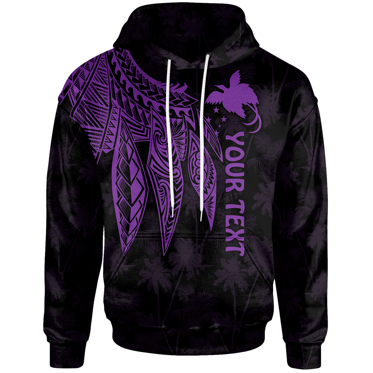 Papua New Guinea Custom Hoodie Polynesian Wings (Purple) Unisex Purple - Polynesian Pride