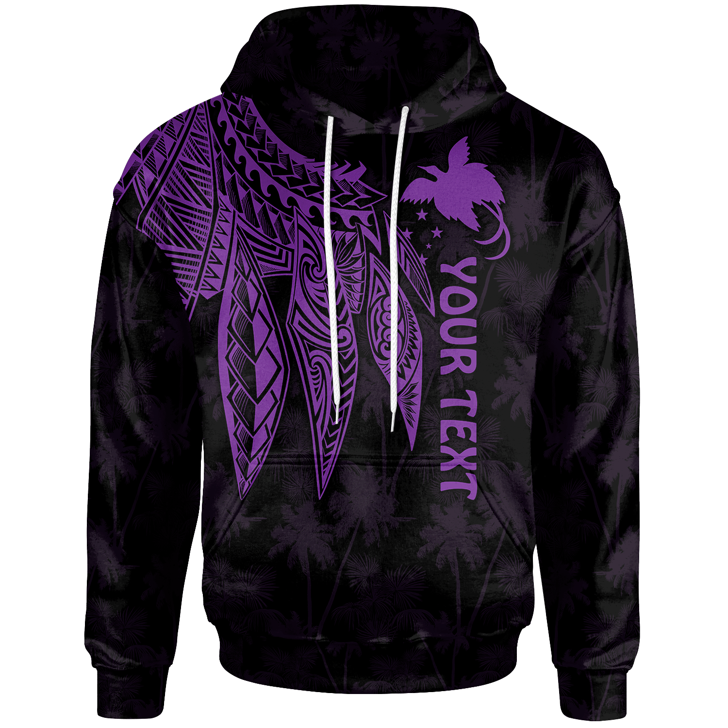 Papua New Guinea Custom Hoodie Polynesian Wings (Purple) Unisex Purple - Polynesian Pride