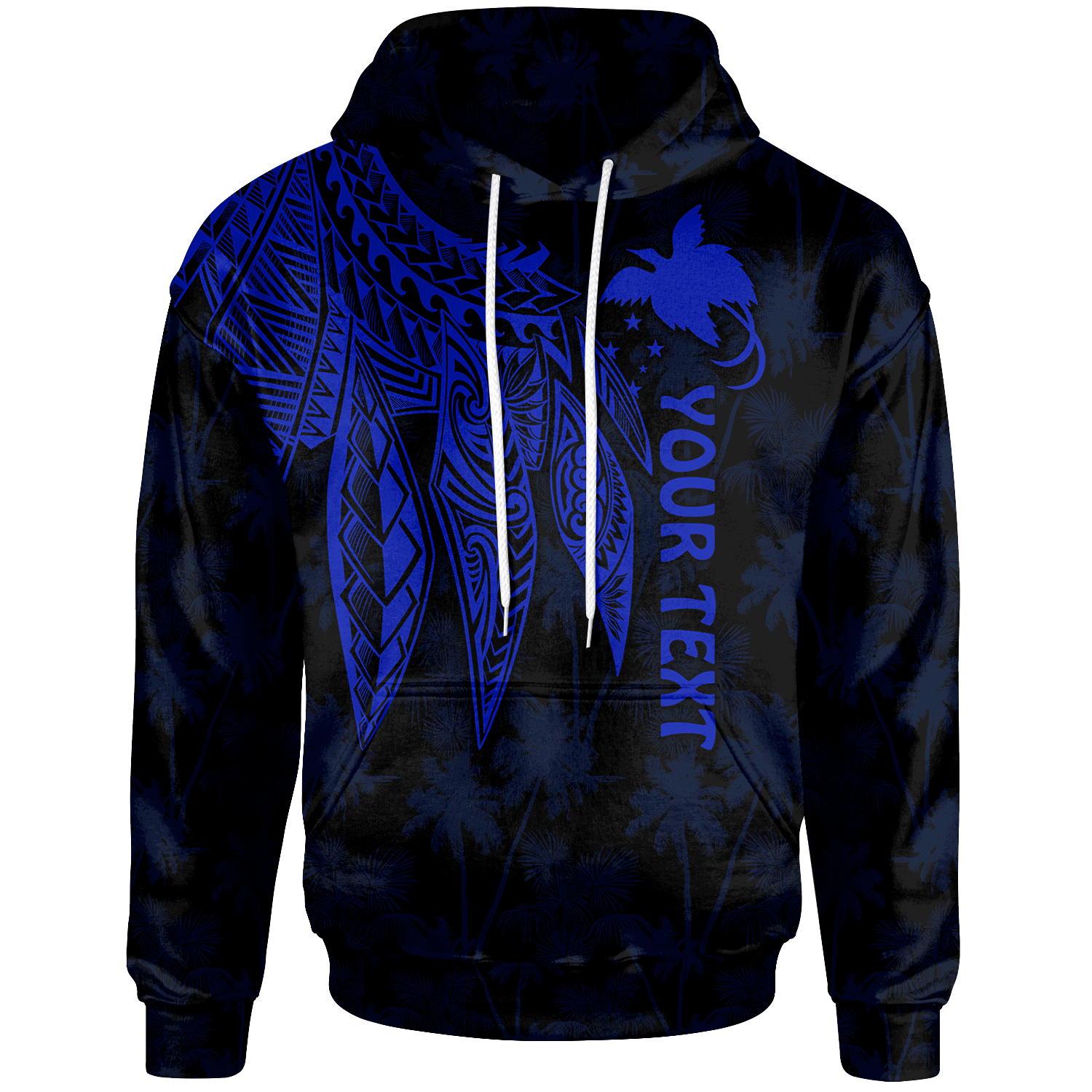 Papua New Guinea Custom Hoodie Polynesian Wings (Blue) Unisex Blue - Polynesian Pride