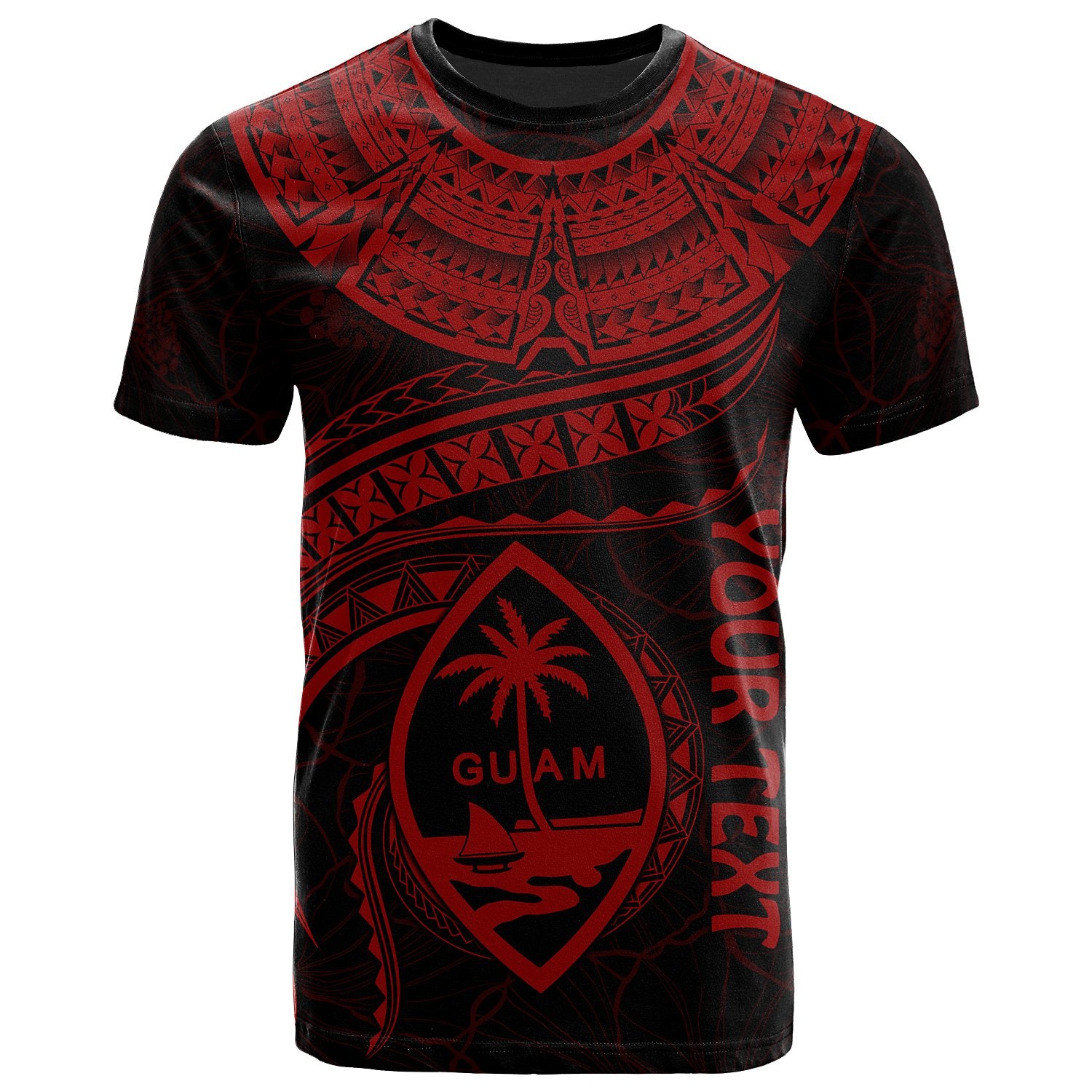 Guam Polynesian Custom T Shirt Guam Waves (Red) Unisex Red - Polynesian Pride