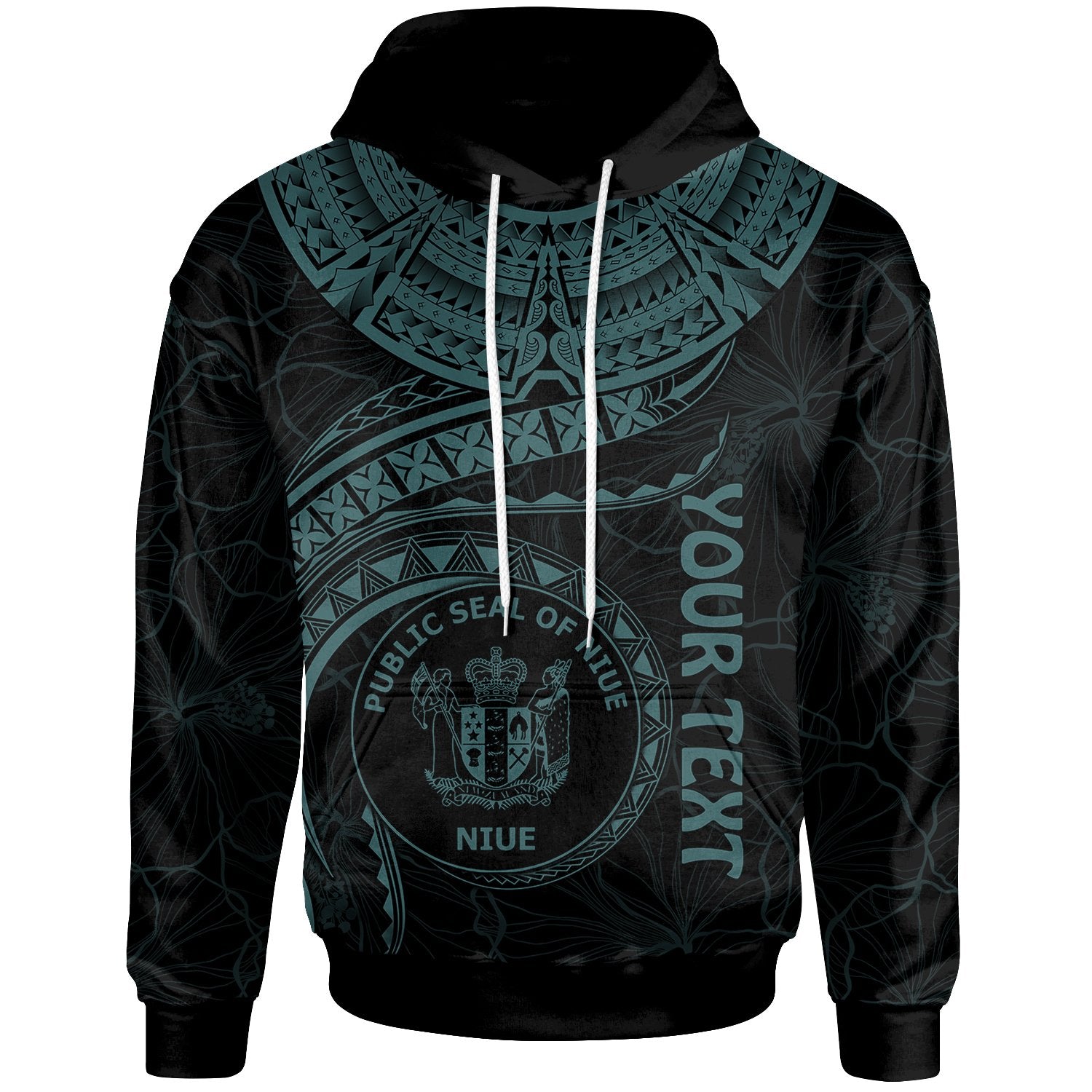 Niue Polynesian Custom Hoodie Niue Waves (Turquoise) Unisex Turquoise - Polynesian Pride