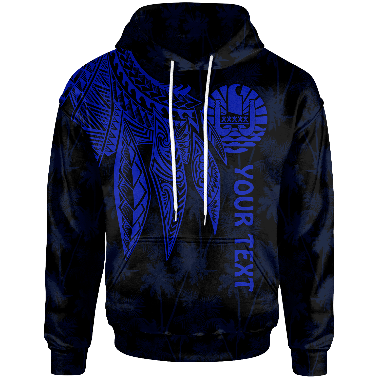 Tahiti Custom Hoodie Polynesian Wings (Blue) Unisex Blue - Polynesian Pride