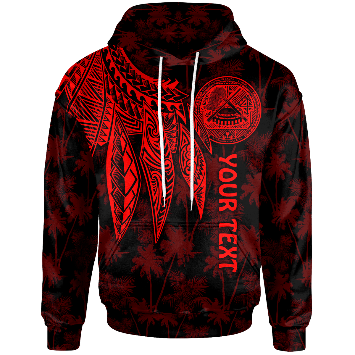 American Samoa Custom Hoodie Polynesian Wings (Red) Unisex Red - Polynesian Pride