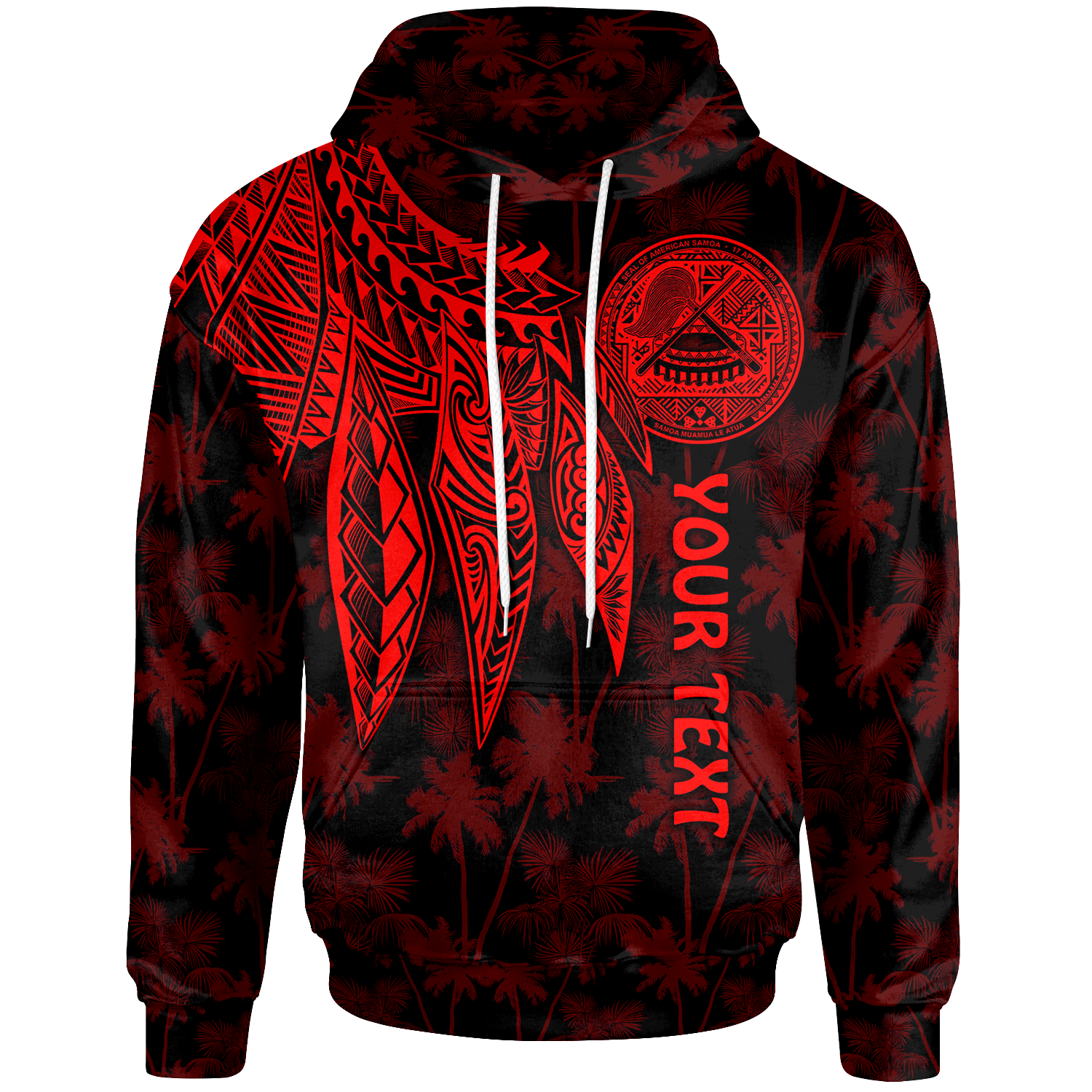 American Samoa Custom Hoodie Polynesian Wings (Red) Unisex Red - Polynesian Pride