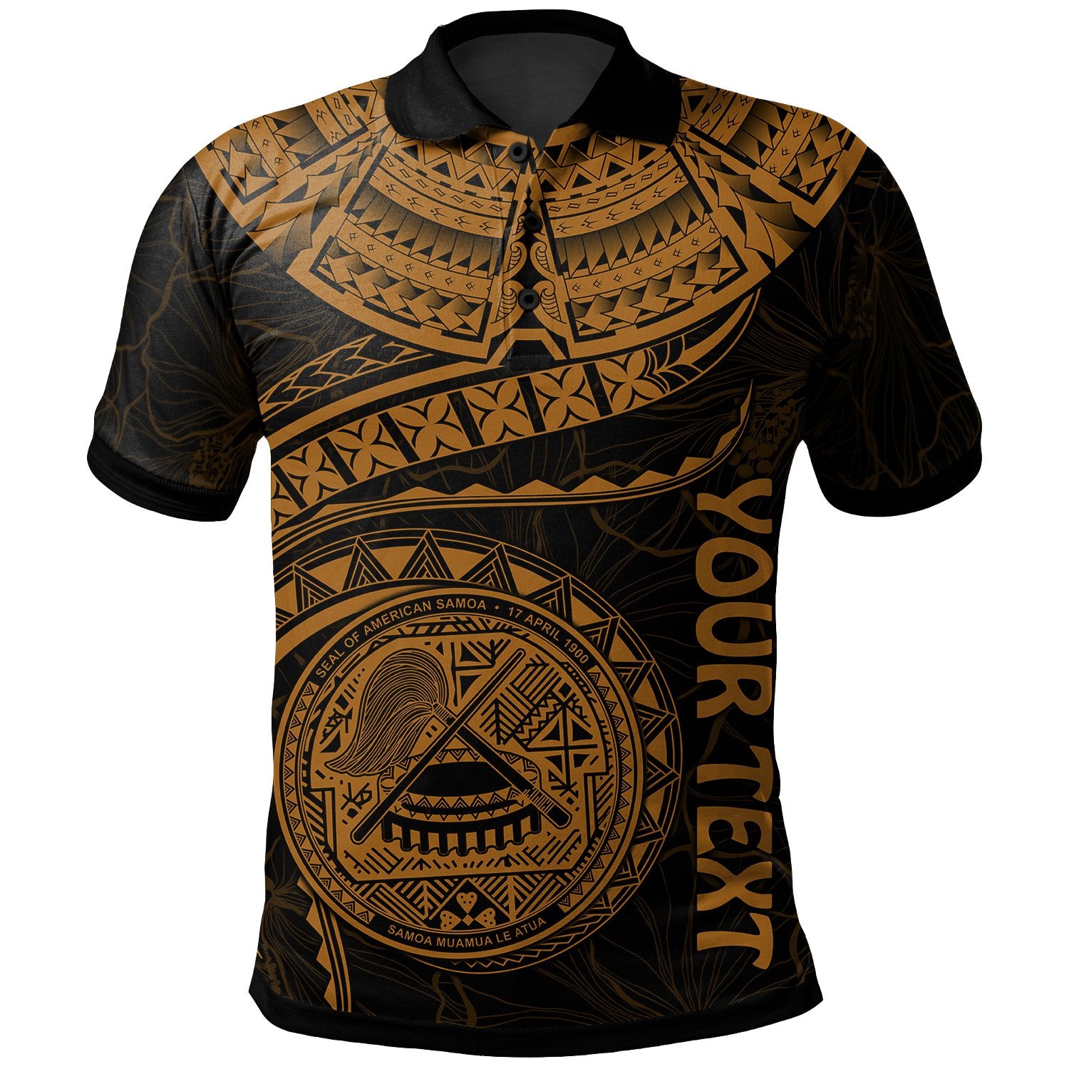 American Samoa Polynesian Custom Polo Shirt American Samoan Waves (Golden) Unisex Golden - Polynesian Pride