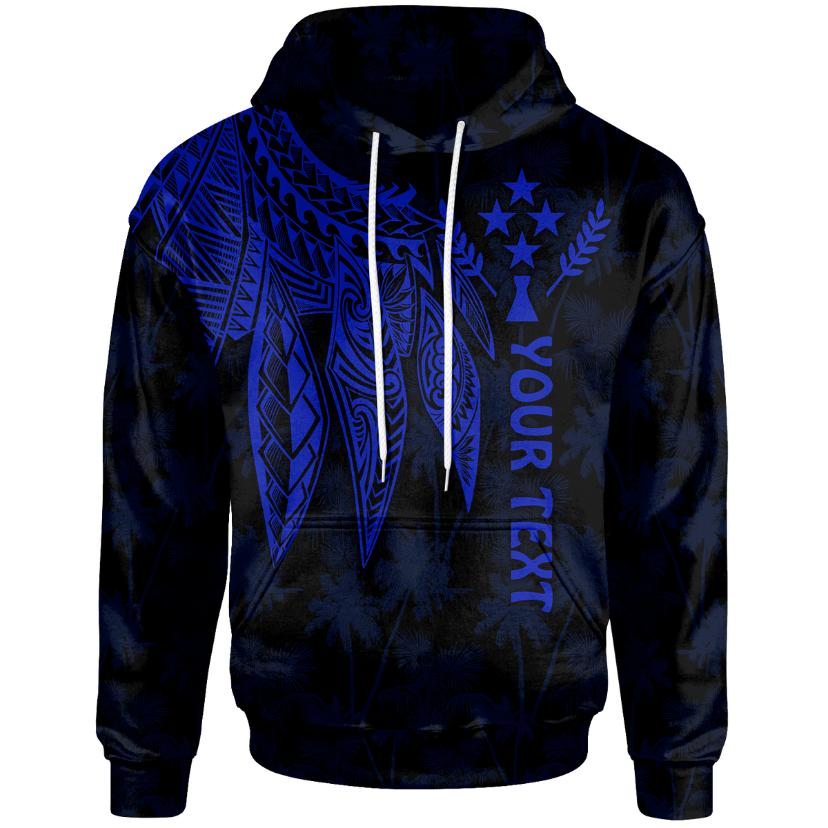 Kosrae Custom Hoodie Polynesian Wings (Blue) Unisex Blue - Polynesian Pride