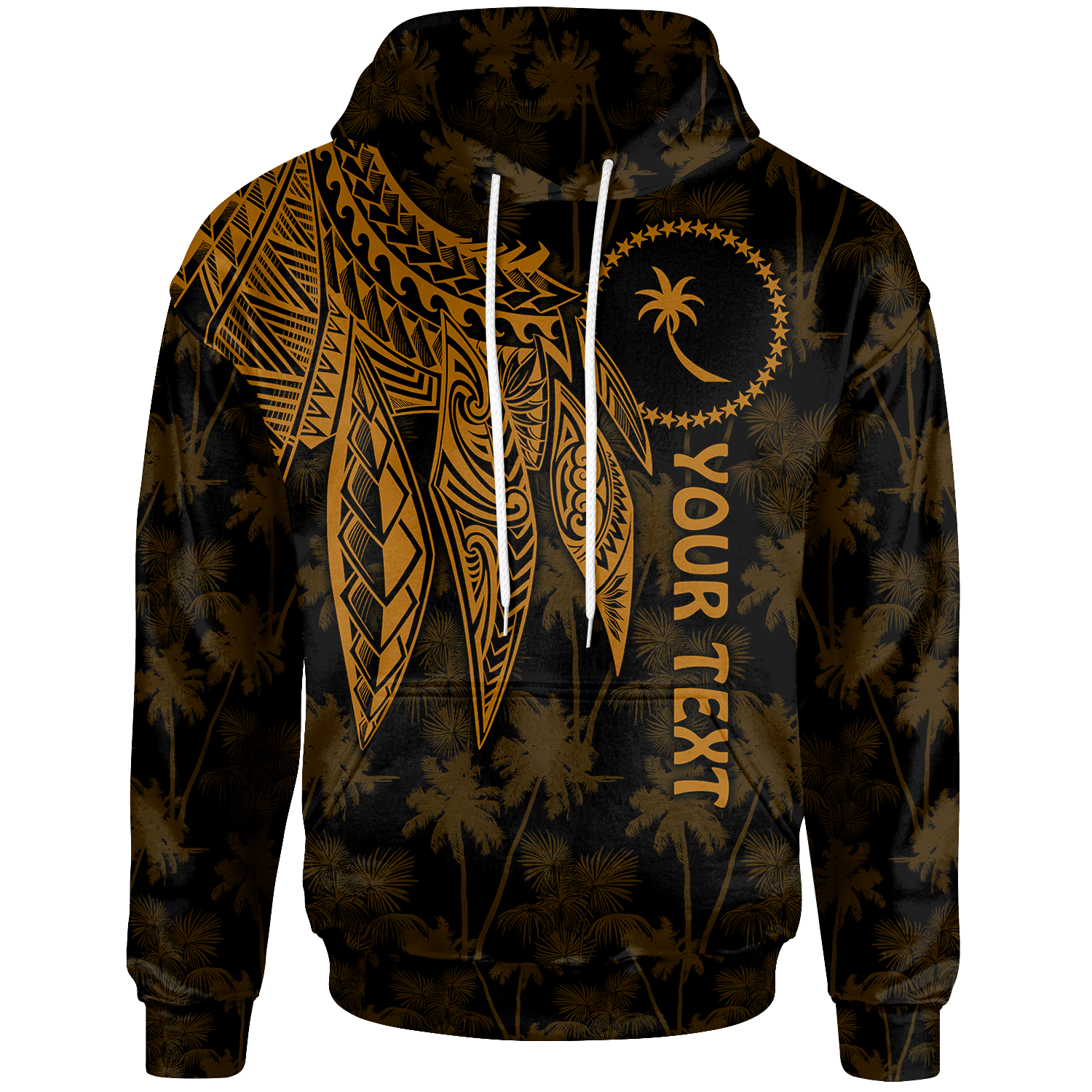 Chuuk Custom Hoodie Polynesian Wings (Golden) Unisex Golden - Polynesian Pride