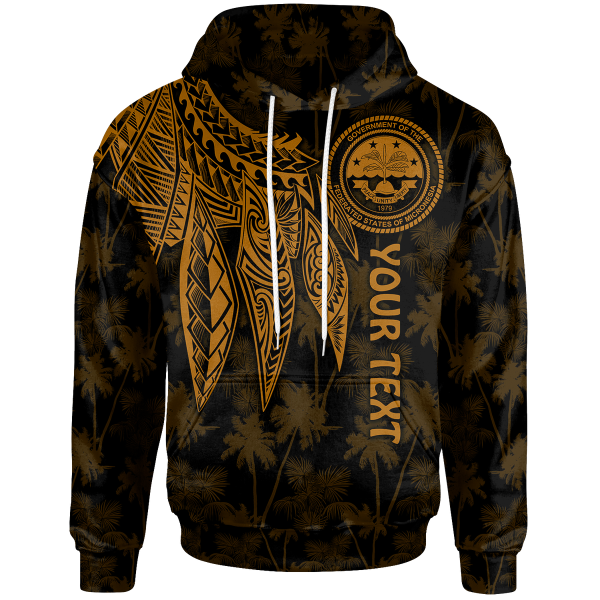 Federated States of Micronesia Custom Hoodie Polynesian Wings (Golden) Unisex Golden - Polynesian Pride