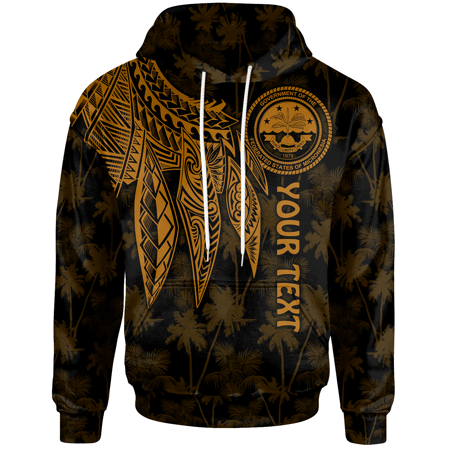 Federated States of Micronesia Custom Hoodie Polynesian Wings (Golden) Unisex Golden - Polynesian Pride