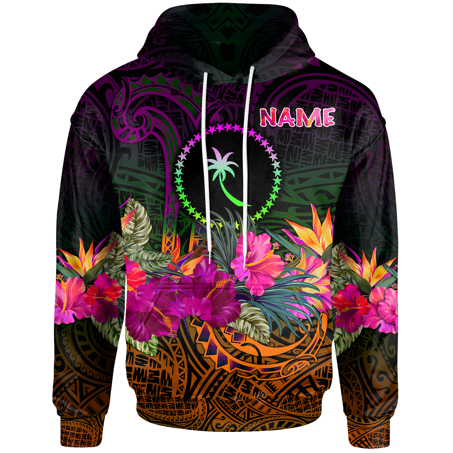 Chuuk Custom Hoodie Summer Hibiscus Unisex Reggae - Polynesian Pride