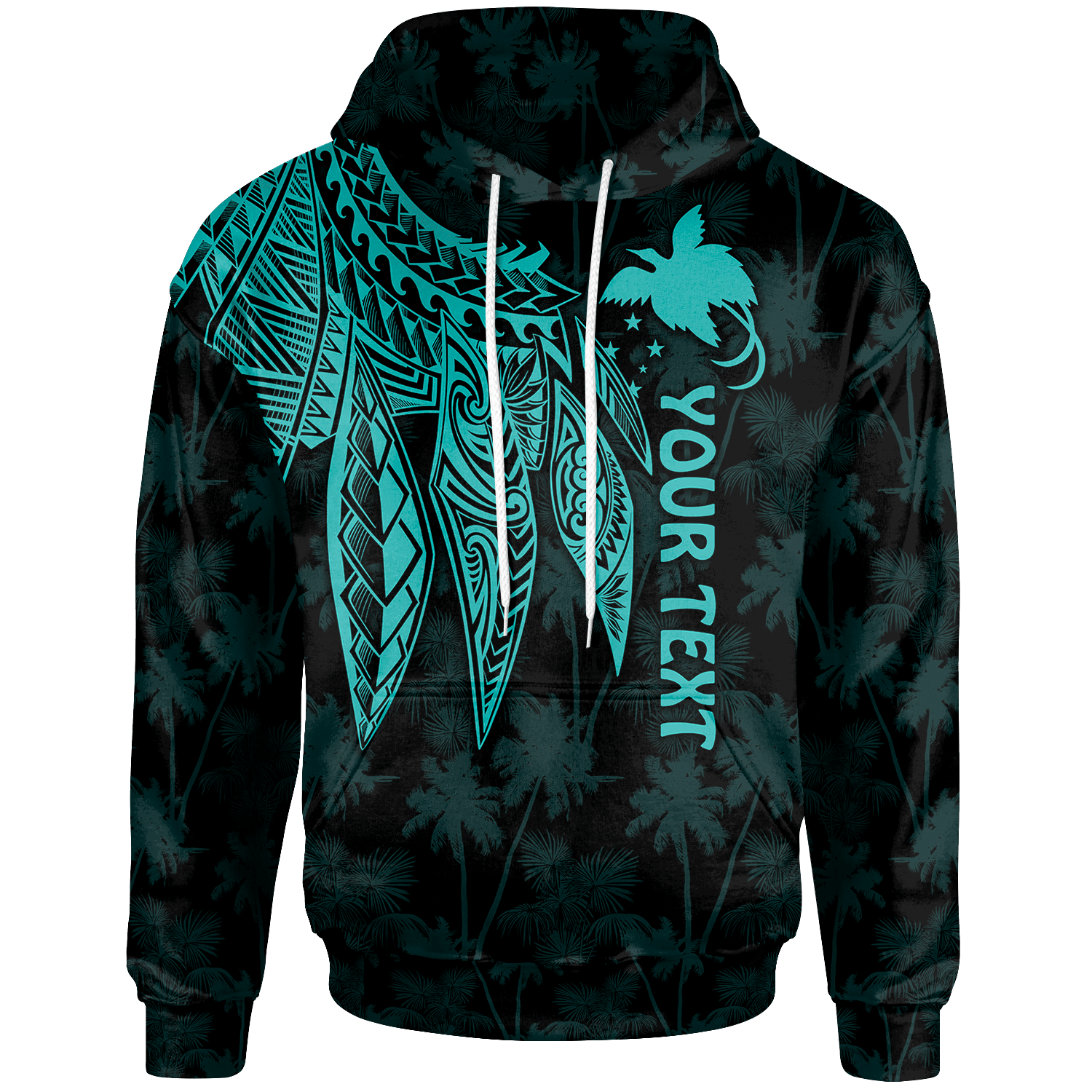 Papua New Guinea Custom Hoodie Polynesian Wings (TurQuoiSe) Unisex Turquoise - Polynesian Pride