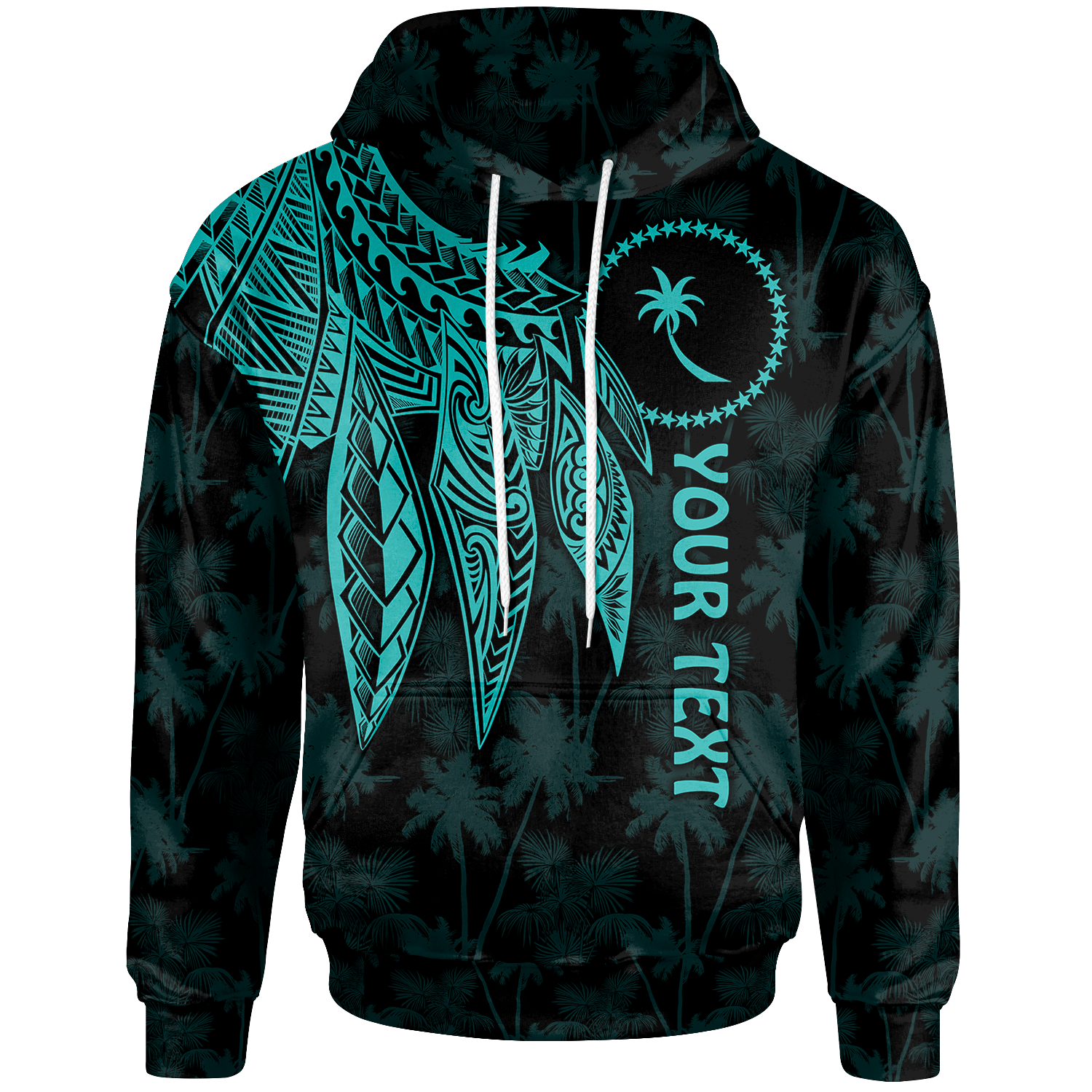 Chuuk Custom Hoodie Polynesian Wings (Turquoise) Unisex Turquoise - Polynesian Pride