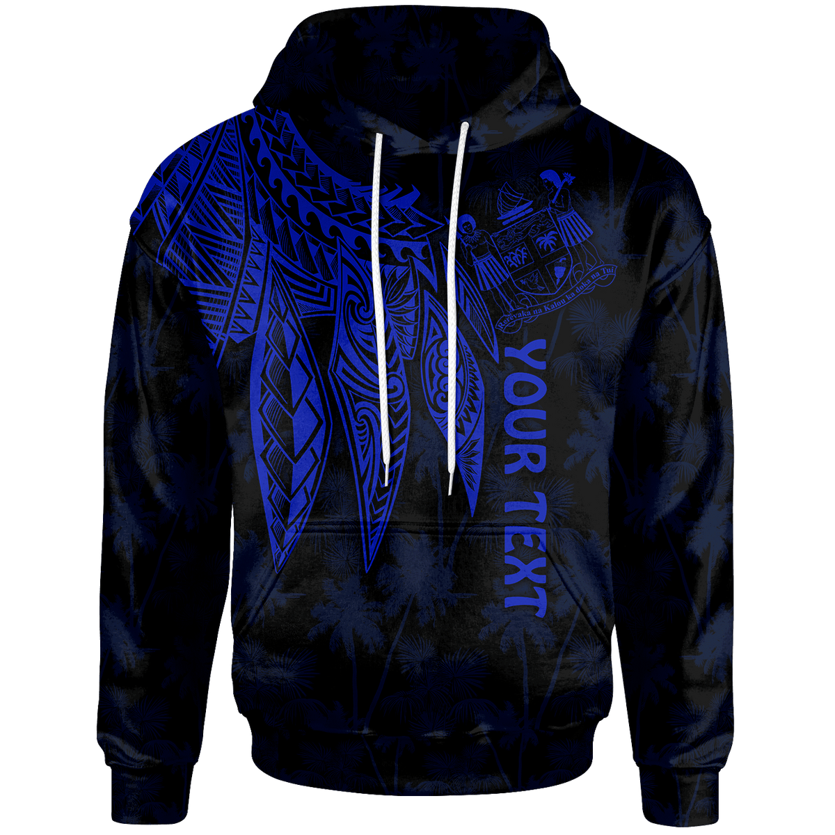 Fiji Custom Hoodie Polynesian Wings (Blue) Unisex Blue - Polynesian Pride