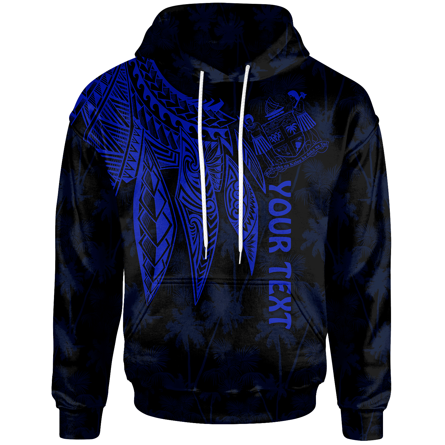 Fiji Custom Hoodie Polynesian Wings (Blue) Unisex Blue - Polynesian Pride