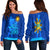 Philippines Women's Off Shoulder Sweater - Proud Of My King Blue - Polynesian Pride