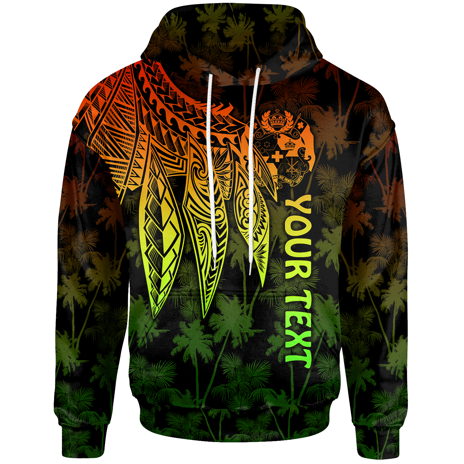 Tonga Custom Hoodie Polynesian Wings (Reggae) Unisex Reggae - Polynesian Pride