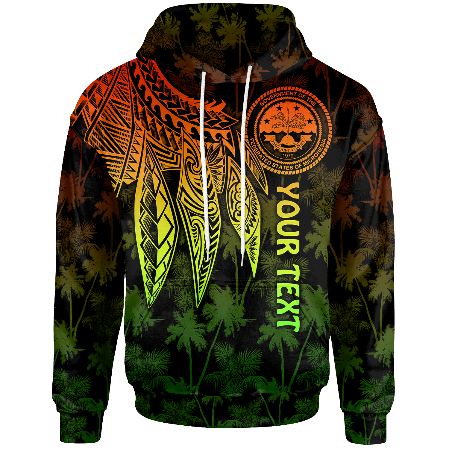 Federated States of Micronesia Custom Hoodie Polynesian Wings (Reggae) Unisex Reggae - Polynesian Pride