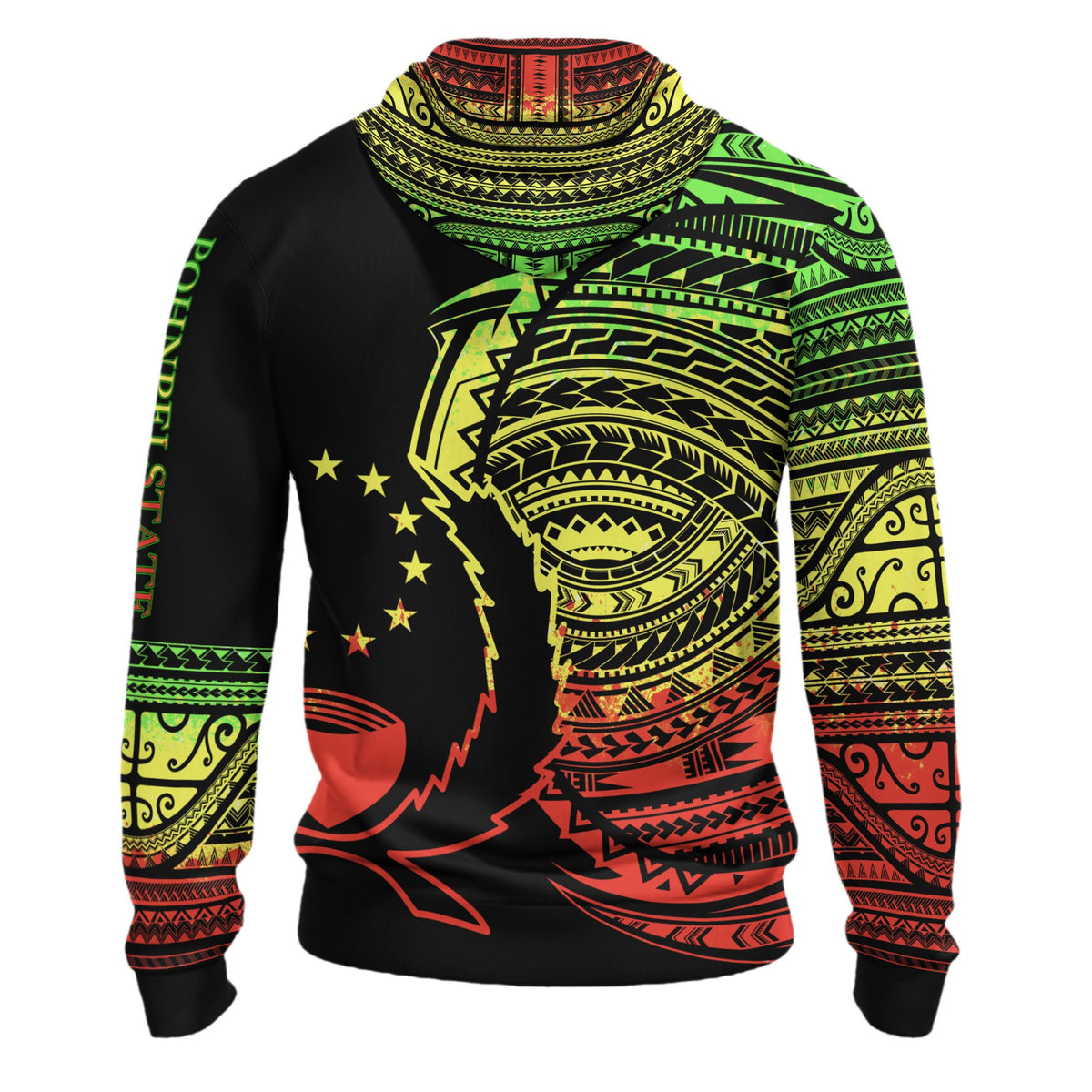 Pohnpei Hoodie Micronesia Reggae Patterns With Coat of Arms - Polynesian Pride