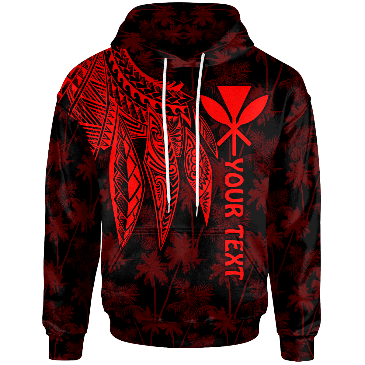 Polynesian Hawaii Kanaka Maoli Custom Hoodie Polynesian Wings (Red) Unisex Red - Polynesian Pride