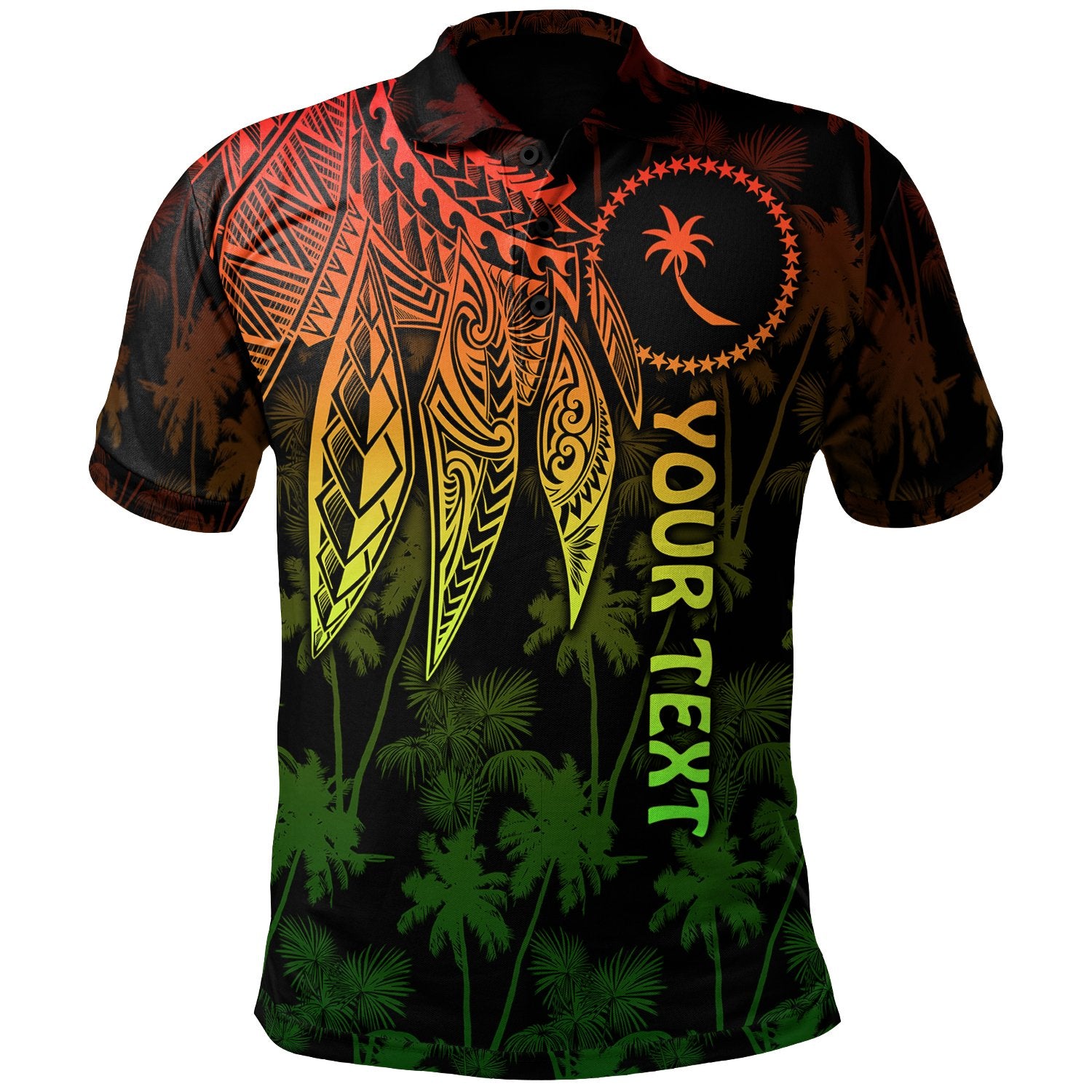 Chuuk Custom Polo Polynesian Wings (Reggae) Unisex Reggae - Polynesian Pride