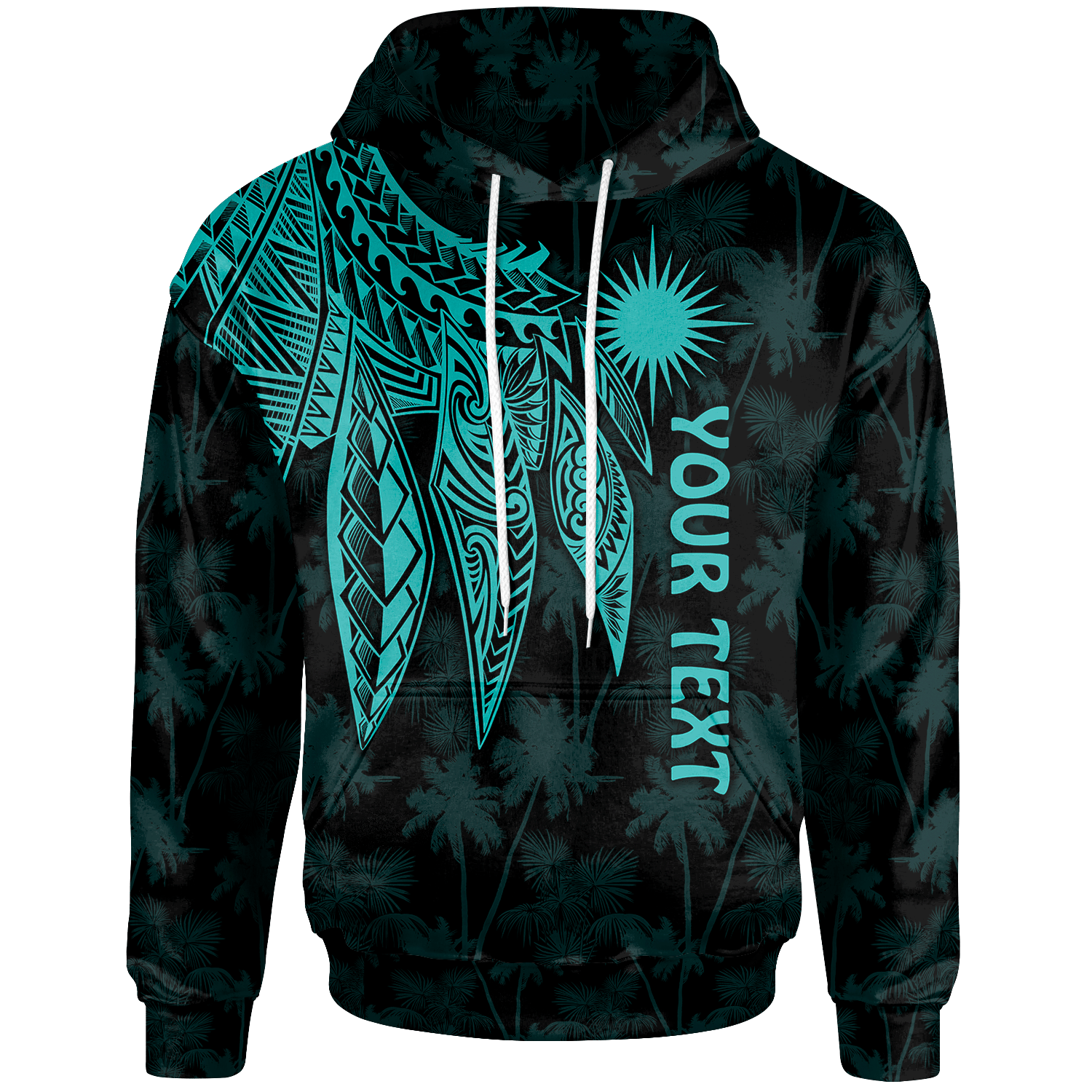 Marshall Islands Custom Hoodie Polynesian Wings (Turquoise) Unisex Turquoise - Polynesian Pride