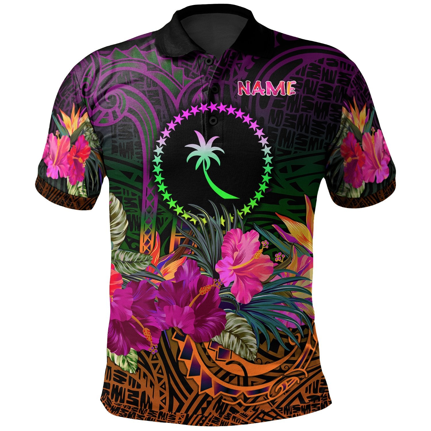 Chuuk Custom Polo Summer Hibiscus Unisex Reggae - Polynesian Pride