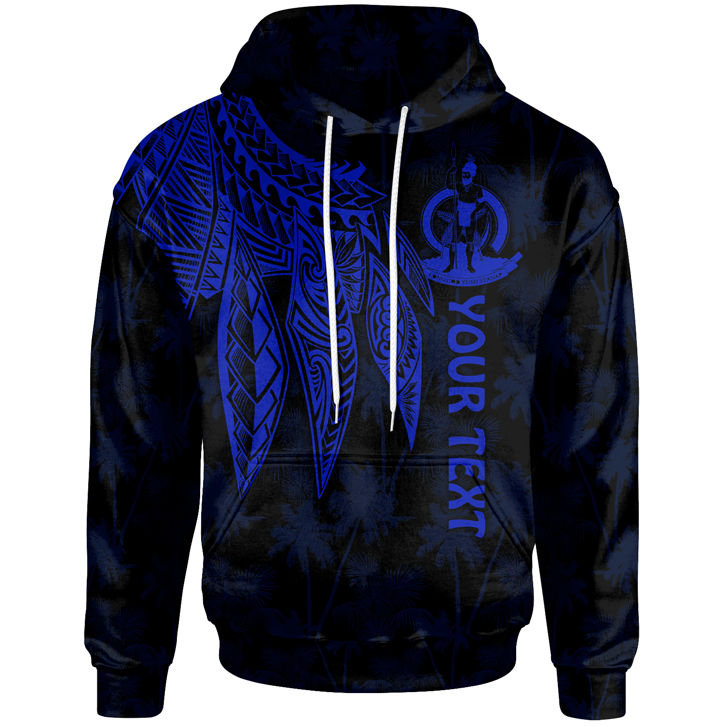 Vanuatu Custom Hoodie Polynesian Wings (Blue) Unisex Blue - Polynesian Pride