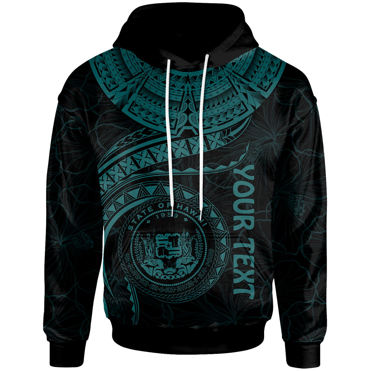 Polynesian Hawaii Custom Hoodie Hawaiian Waves (Turquoise) Unisex Turquoise - Polynesian Pride
