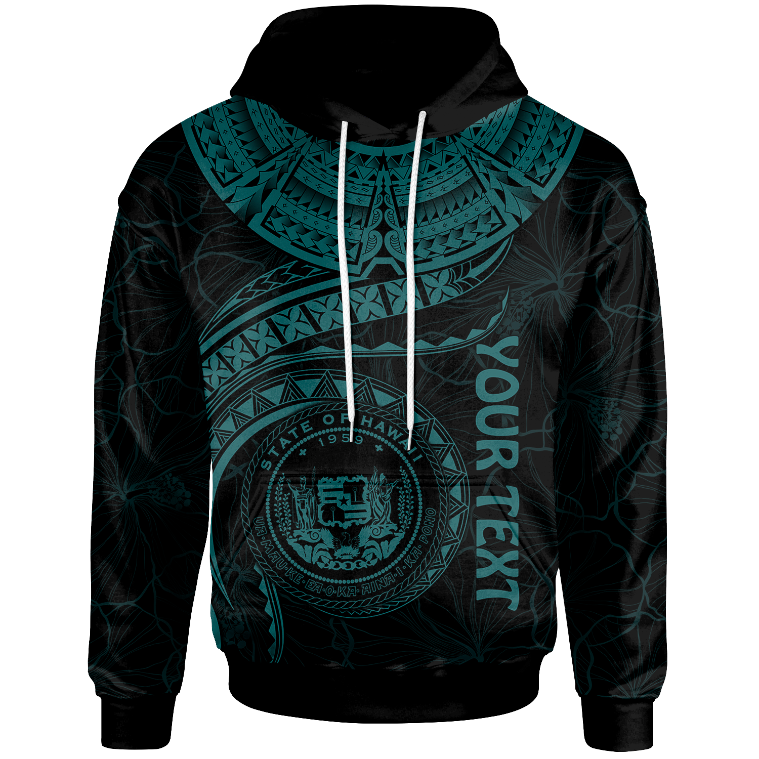 Polynesian Hawaii Custom Hoodie Hawaiian Waves (Turquoise) Unisex Turquoise - Polynesian Pride