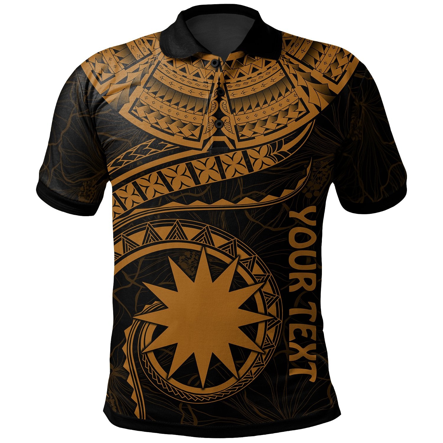 Nauru Polynesian Custom Polo Shirt Nauru Waves (Golden) Unisex Golden - Polynesian Pride