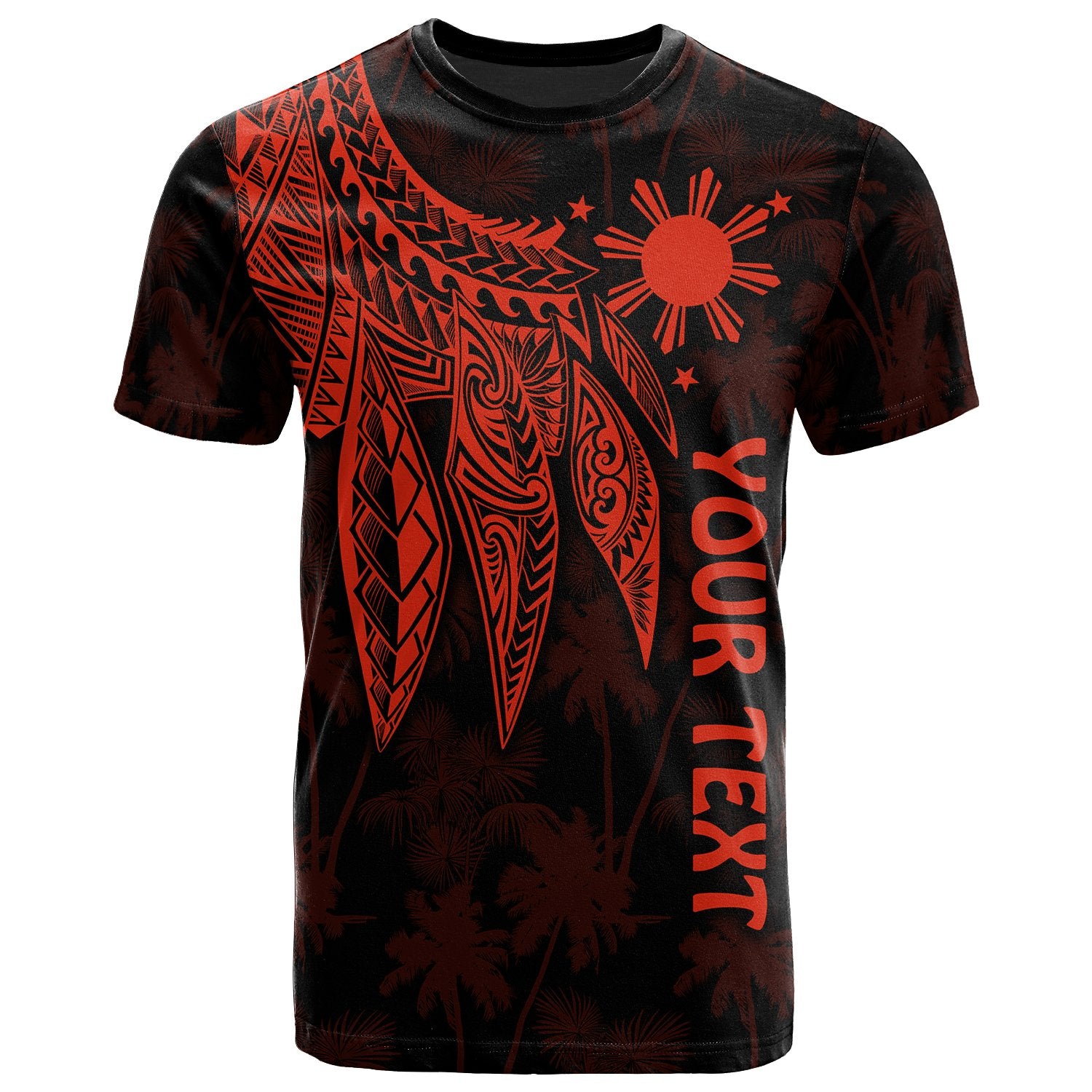 The Philippines Custom T Shirt Polynesian Wings (Red) Unisex Red - Polynesian Pride