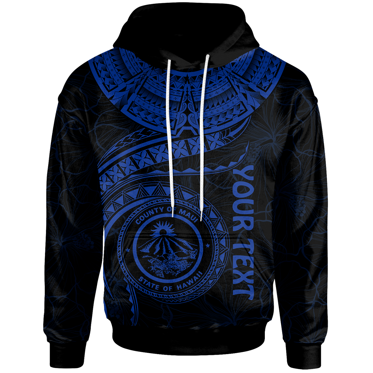 Polynesian Hawaii Custom Hoodie Maui Polynesian Waves (Blue) Unisex Blue - Polynesian Pride