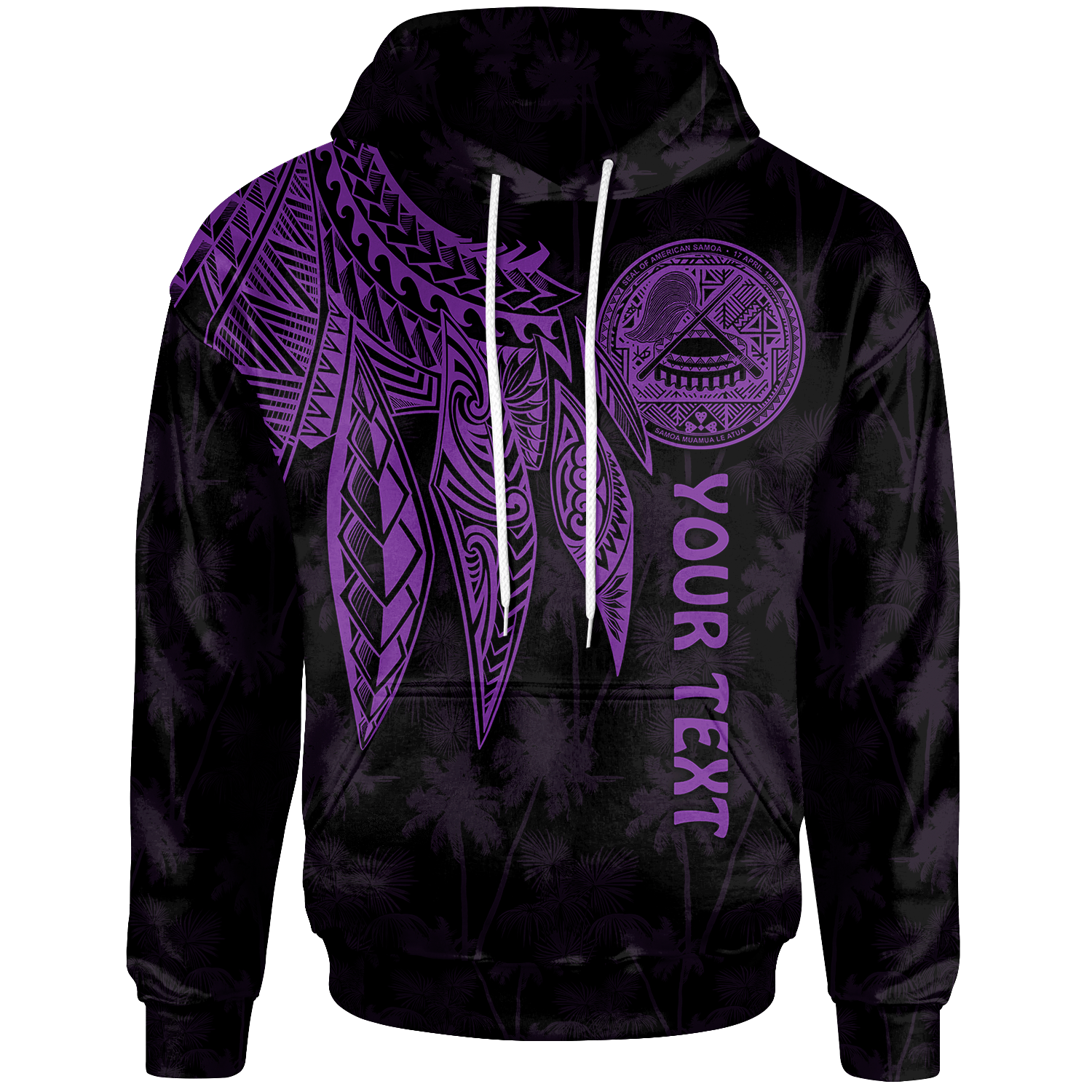 American Samoa Custom Hoodie Polynesian Wings (Purple) Unisex Purple - Polynesian Pride