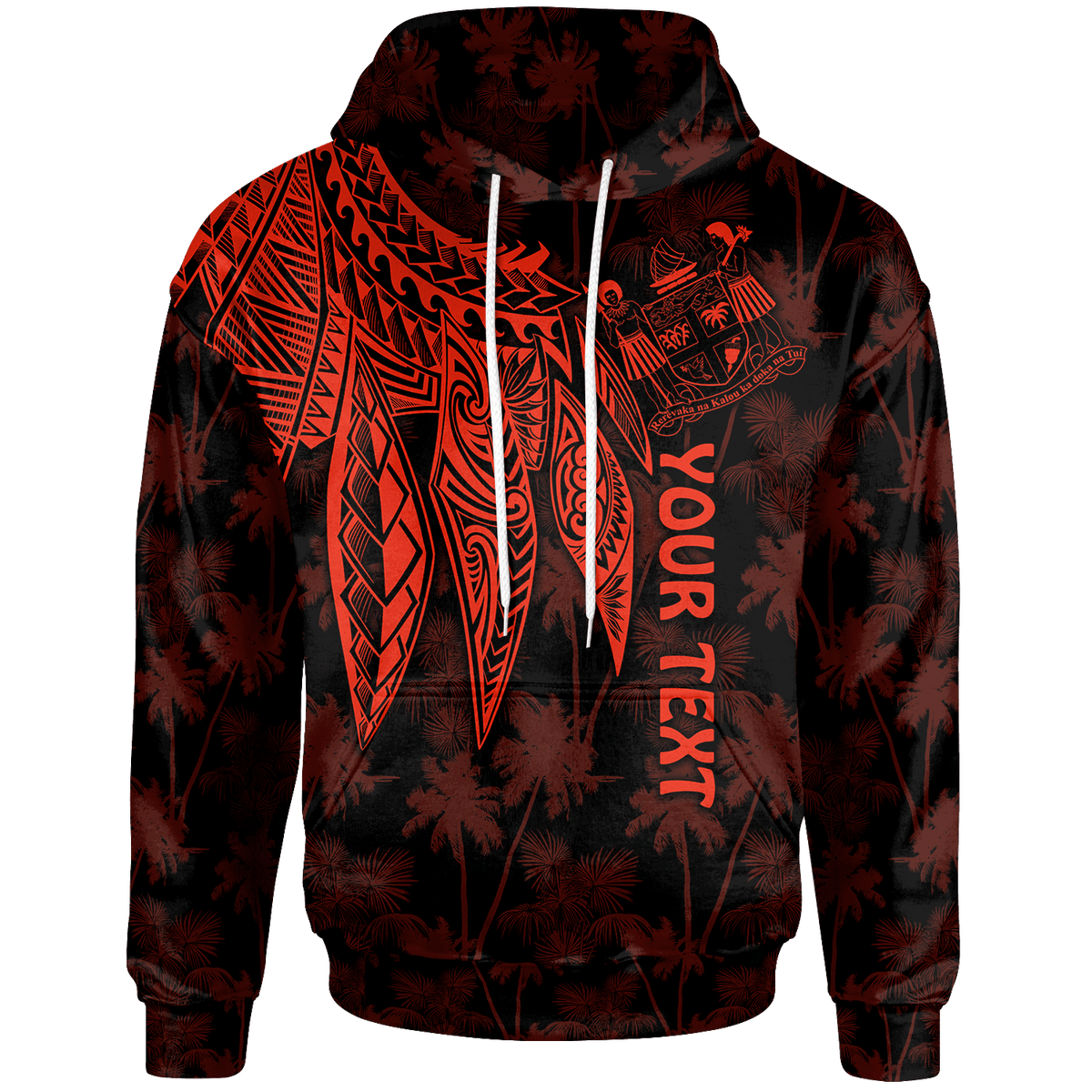 Fiji Custom Hoodie Polynesian Wings (Red) Unisex Blue - Polynesian Pride
