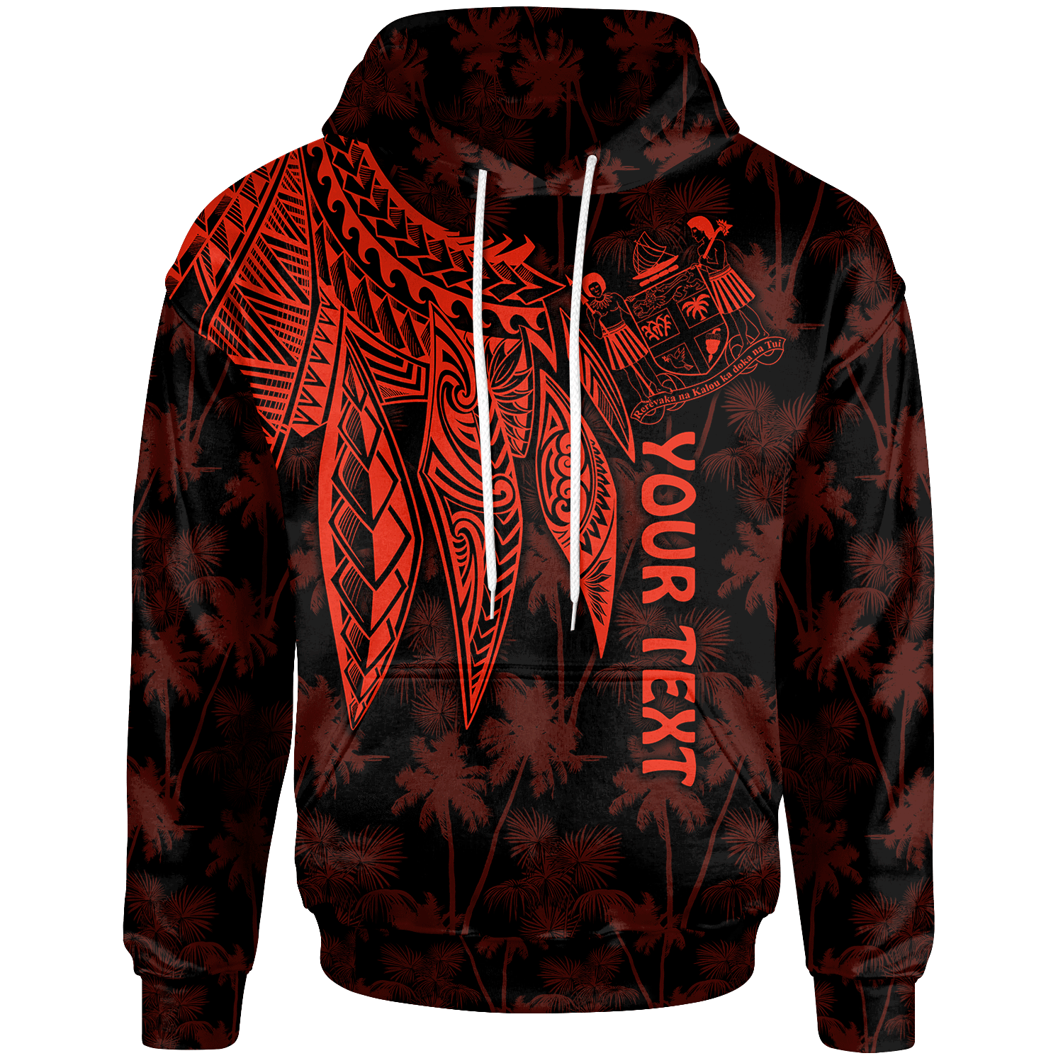 Fiji Custom Hoodie Polynesian Wings (Red) Unisex Blue - Polynesian Pride